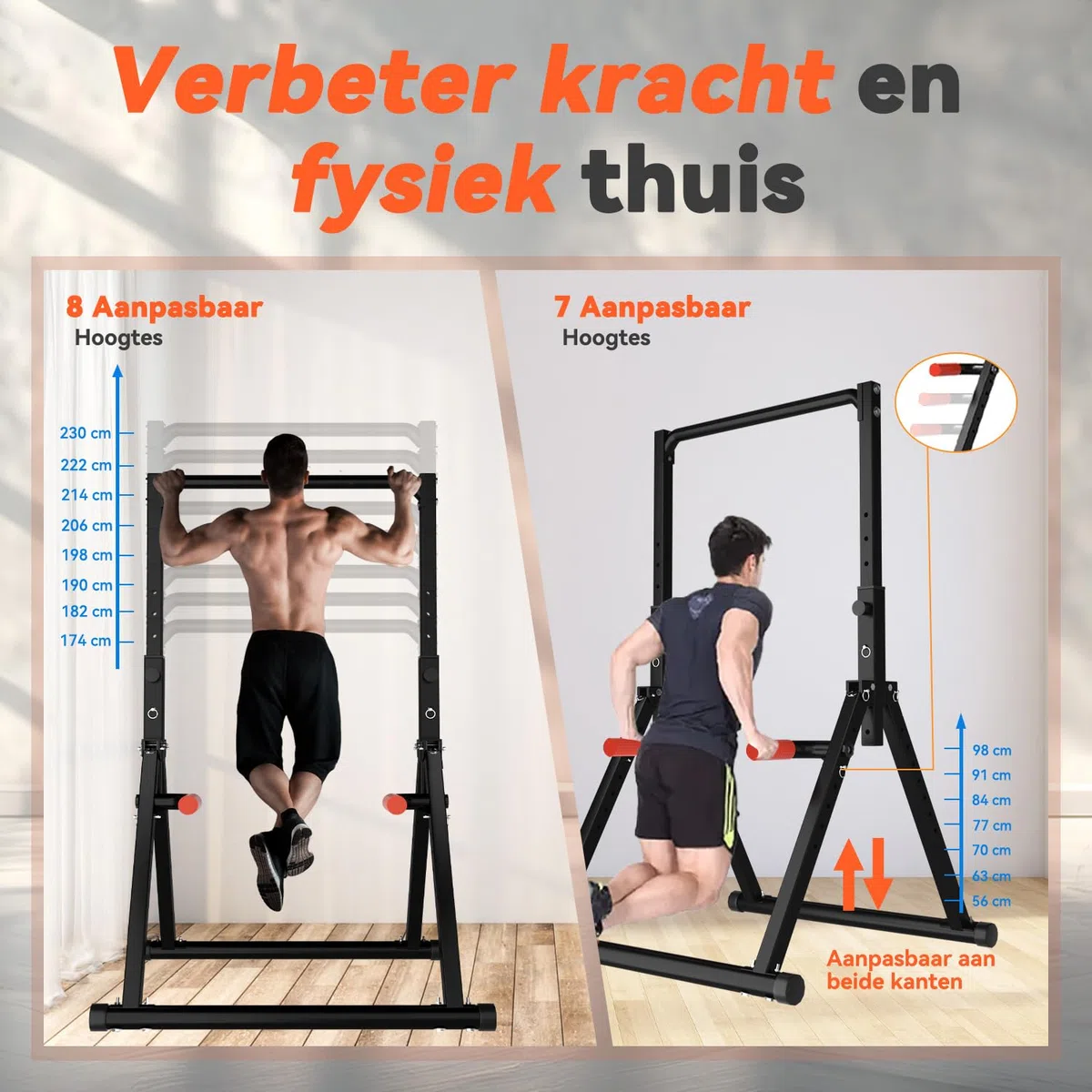 WATBKHE Power Tower Dip Station, Barra Trazioni Autoportante Barra Pieghevole per Trazioni Domestiche, multifunzione Pull Up Station Fitness Tower Attrezzo per l'allenamento della forza