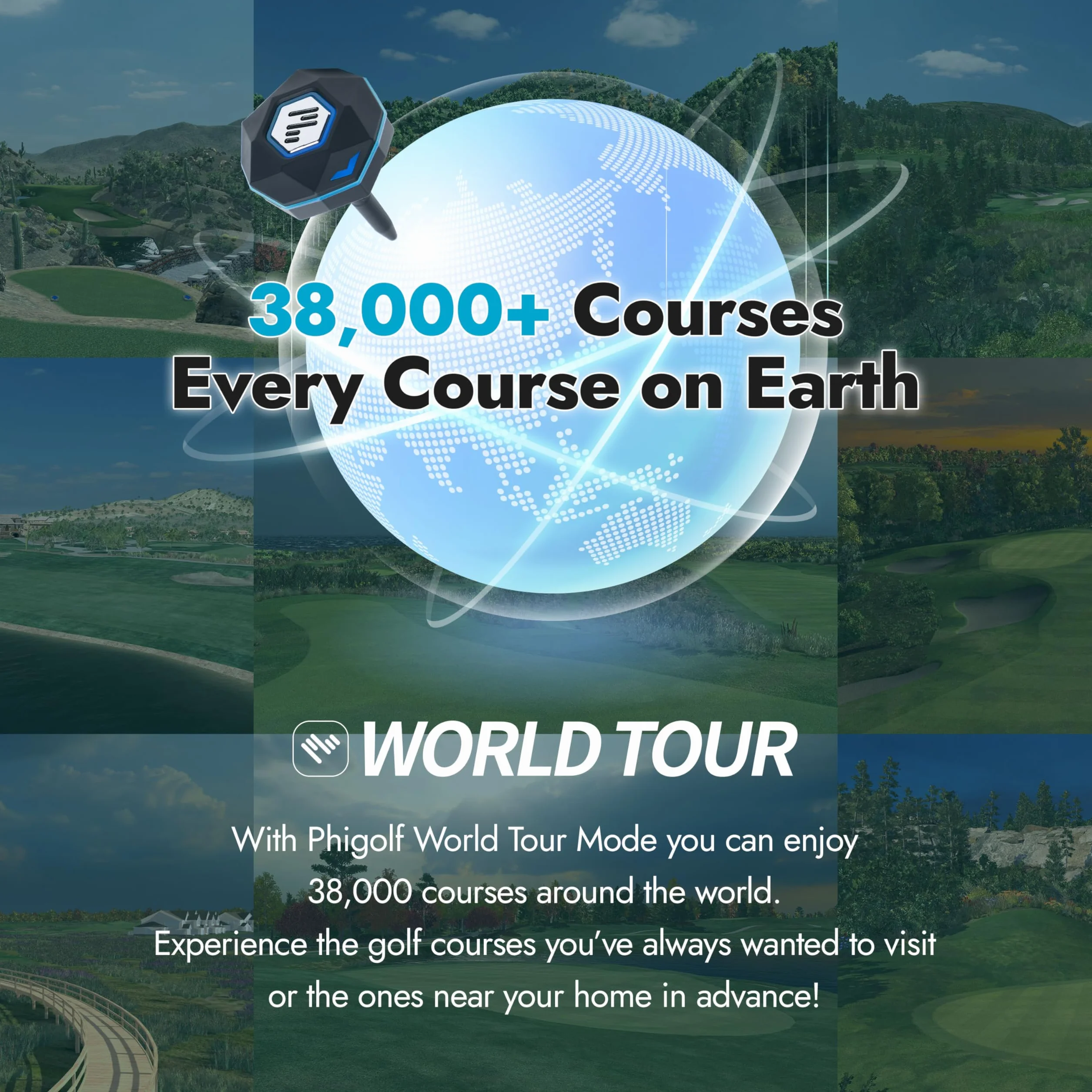 PHIGOLF Phigolf2 - Simulatore da Golf con Bastone per Altalena per Interni ed Esterni, con sensore di Movimento aggiornato e analisi Dell'Oscillazione 3D, Compatibile con App WGT/E6 Connect, Funziona