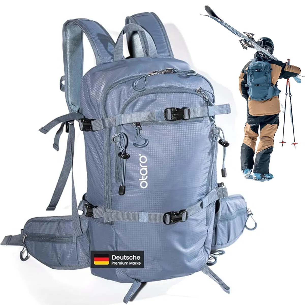 Otaro Zaino Sci (20L) - Ultra Leggero - Attrezzatura e Accessorio per Uomo e Donna - Per Sci, Ciclismo, Campeggio - Zaino da Bici
