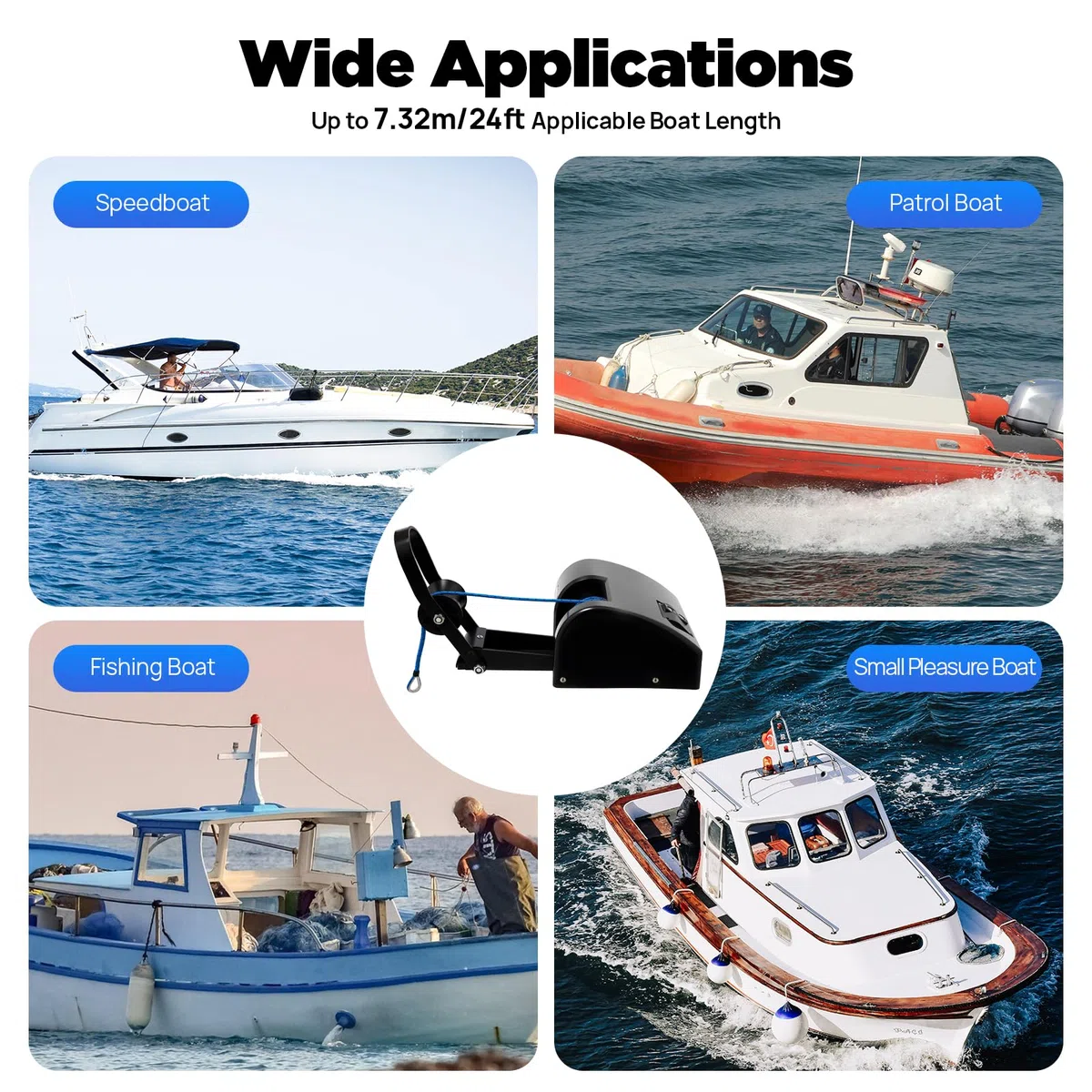 Verricello elettrico per barca 12V 35LBS per ancore fino a 15,8 kg, verricello per ancora per acqua salata, argano marino per barche con telecomando, verricello elettrico per barche incluso