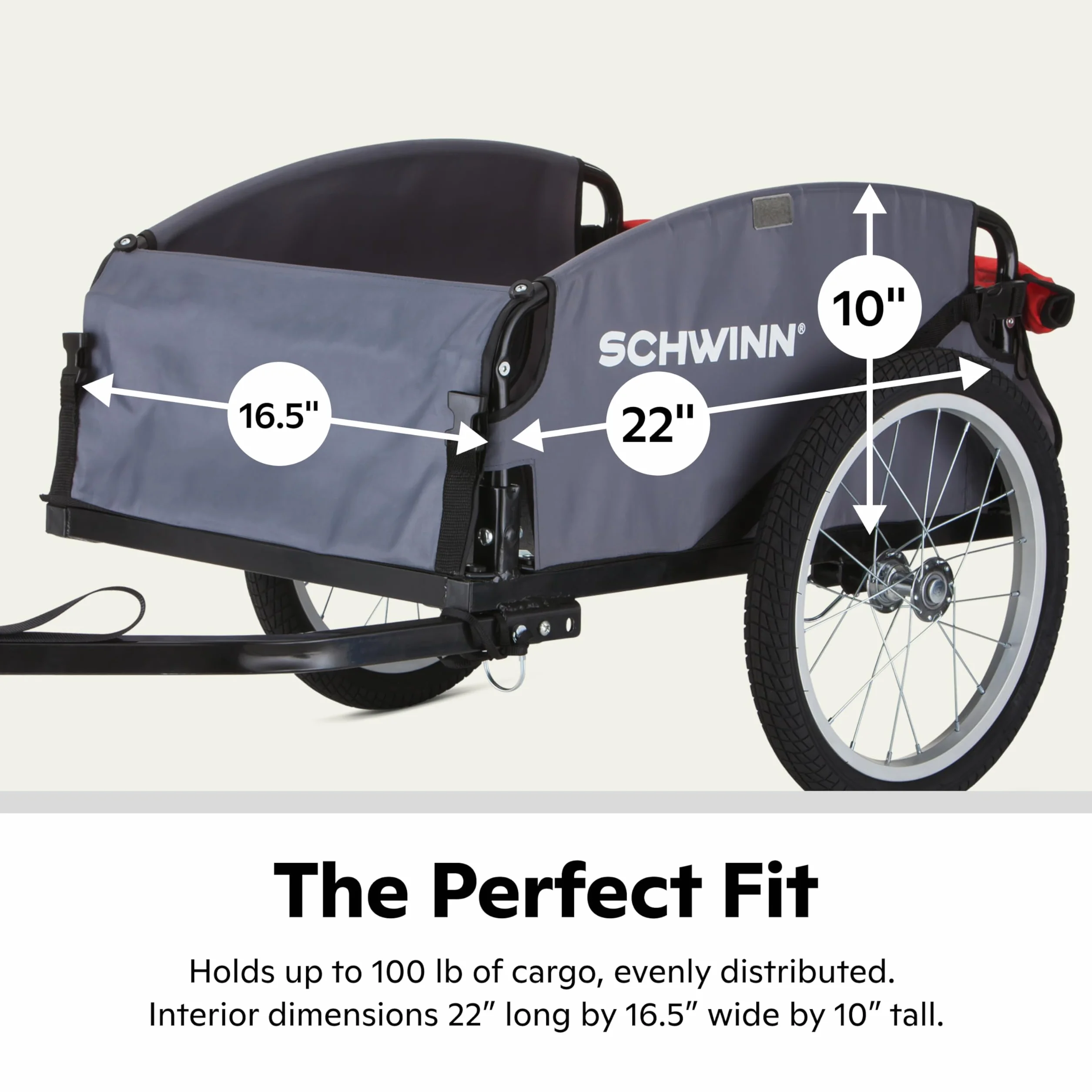 Schwinn Day Tripper Cargo Bike Trailer, telaio pieghevole, ruote a sgancio rapido, rosso, giallo