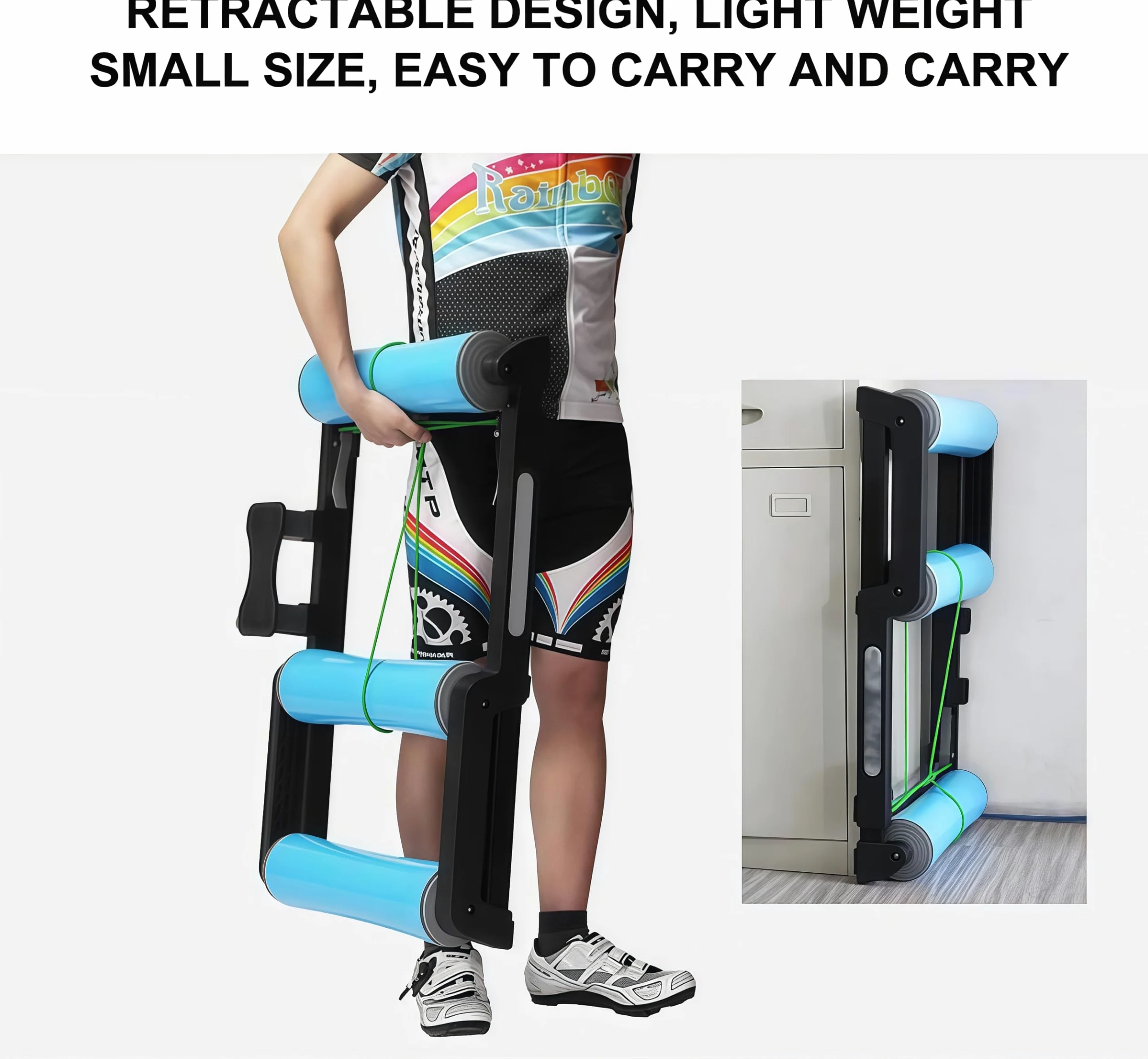 Rulli pieghevoli per bicicletta, con staffa per allenamento e resistenza, per mountain bike, bici da strada, bici da strada