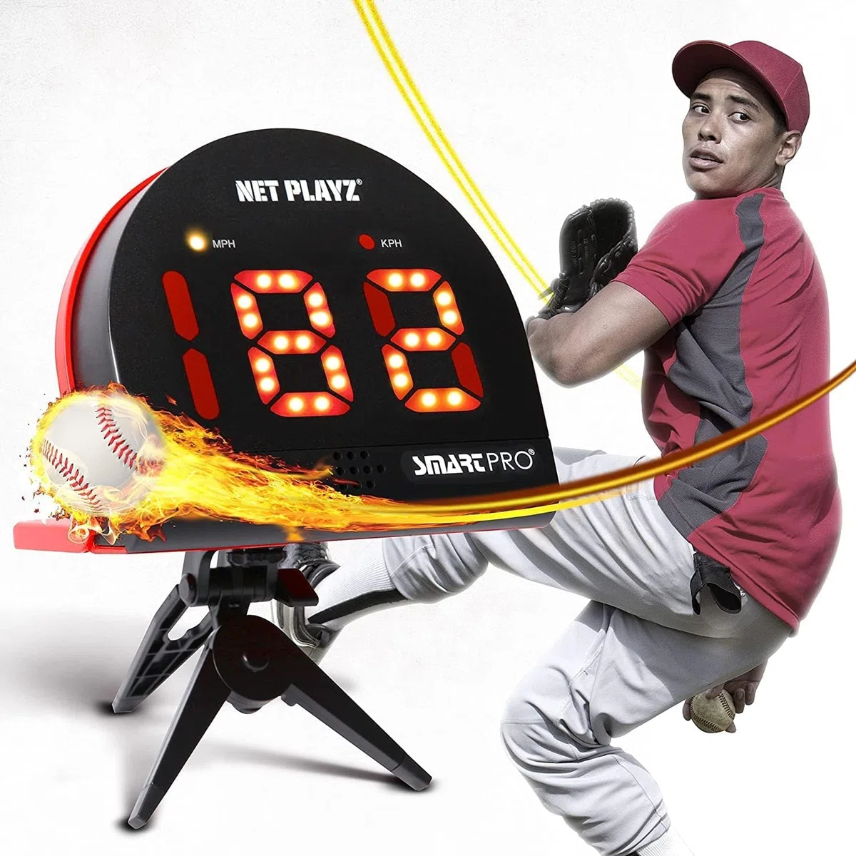 NET PLAYZ Radar da baseball, attrezzature per l'allenamento con sensori di velocità | Regali da baseball, gadget high-tech e attrezzature per giocatori di baseball