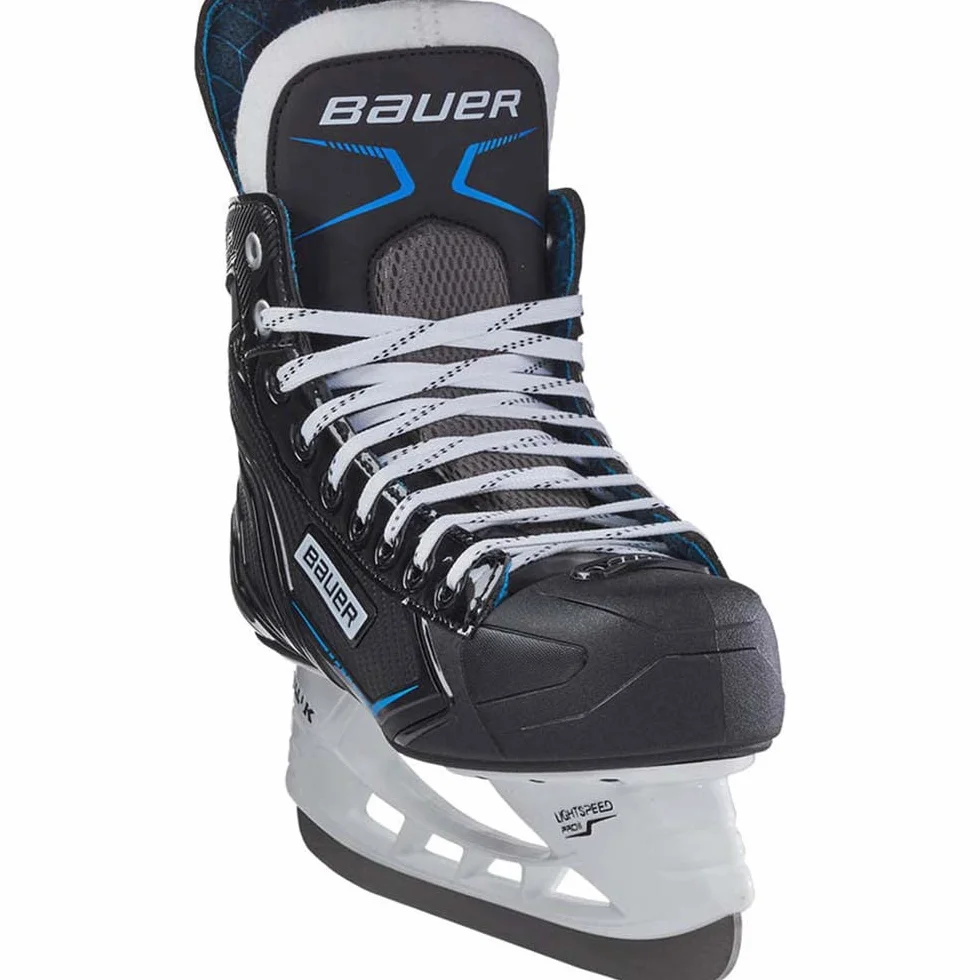BAUER 1058938, S21 X-Lp Skate-SR, Scarpa da Hockey su Ghiaccio Uomo, Nero/Bianco/Blu/Argento, 47 EU