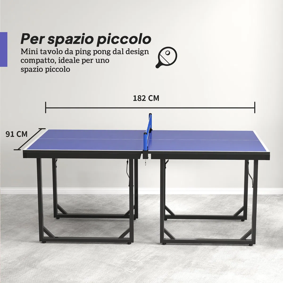 HOMCOM Tavolo da Ping Pong Pieghevole per Interni, Tavolo Ping Pong con Rete, Montaggio Non Richiesto, Blu e Viola