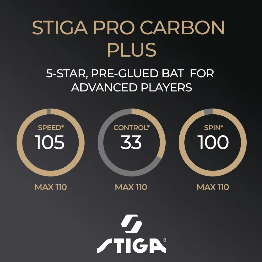 STIGA Pro Carbon + Table Tennis Bat for Advanced Offensive Competitive Players - ITTF Approved, Touch Carbon Technology - Enhanced Speed, Control and Comfort – Black/Red