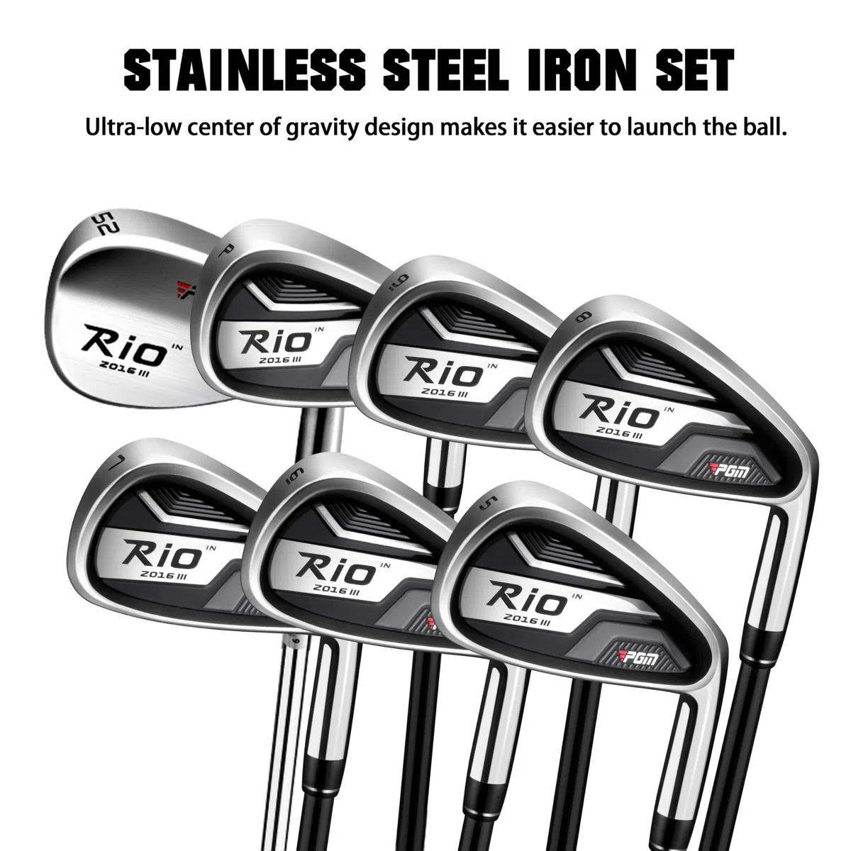 PGM Set completo di mazze da golf da uomo, 12 pezzi, 3 legno (#1,3,5), 1 ibrido (#4H), 6 ferri (#5, 6, 7, 8, 9, PW), 1 cuneo di sabbia (52°), 1 putter - sacca da golf - testa del club in titanio,
