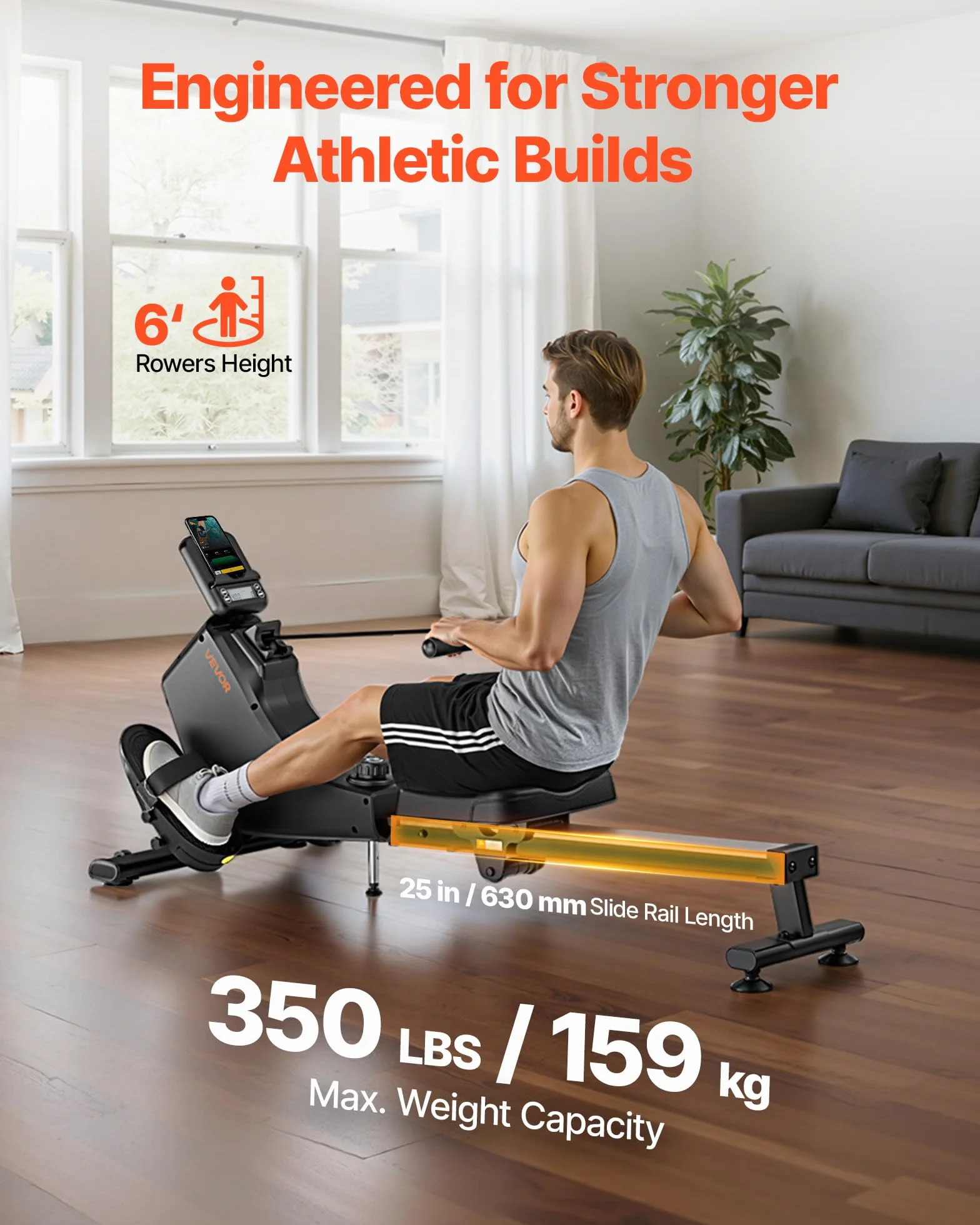 VEVOR Vogatore Magnetico, Resistenza Silenziosa Regolabile a 16 Livelli, Vogatore Pieghevole per la Casa, Capacità 158 kg, Vogatori Allenamento Aerobico con APP Bluetooth e Monitor LCD