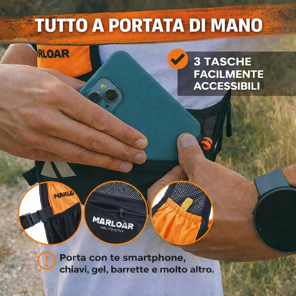 Zaino Trail Running con 2 Soft Flask – Gilet Idratazione Ultraleggero e Traspirante per Corsa, Trail ed Escursionismo – Vestibilità Stabile
