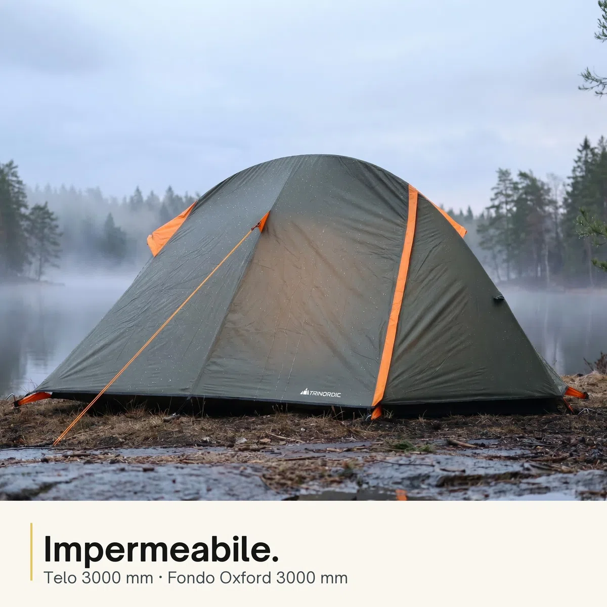 Trinordic Tenda Leggera 1-2 Persone – Tunnel Arco Singolo, 1,7 kg Peso Minimo, 3000 mm Impermeabile, Verde Oliva