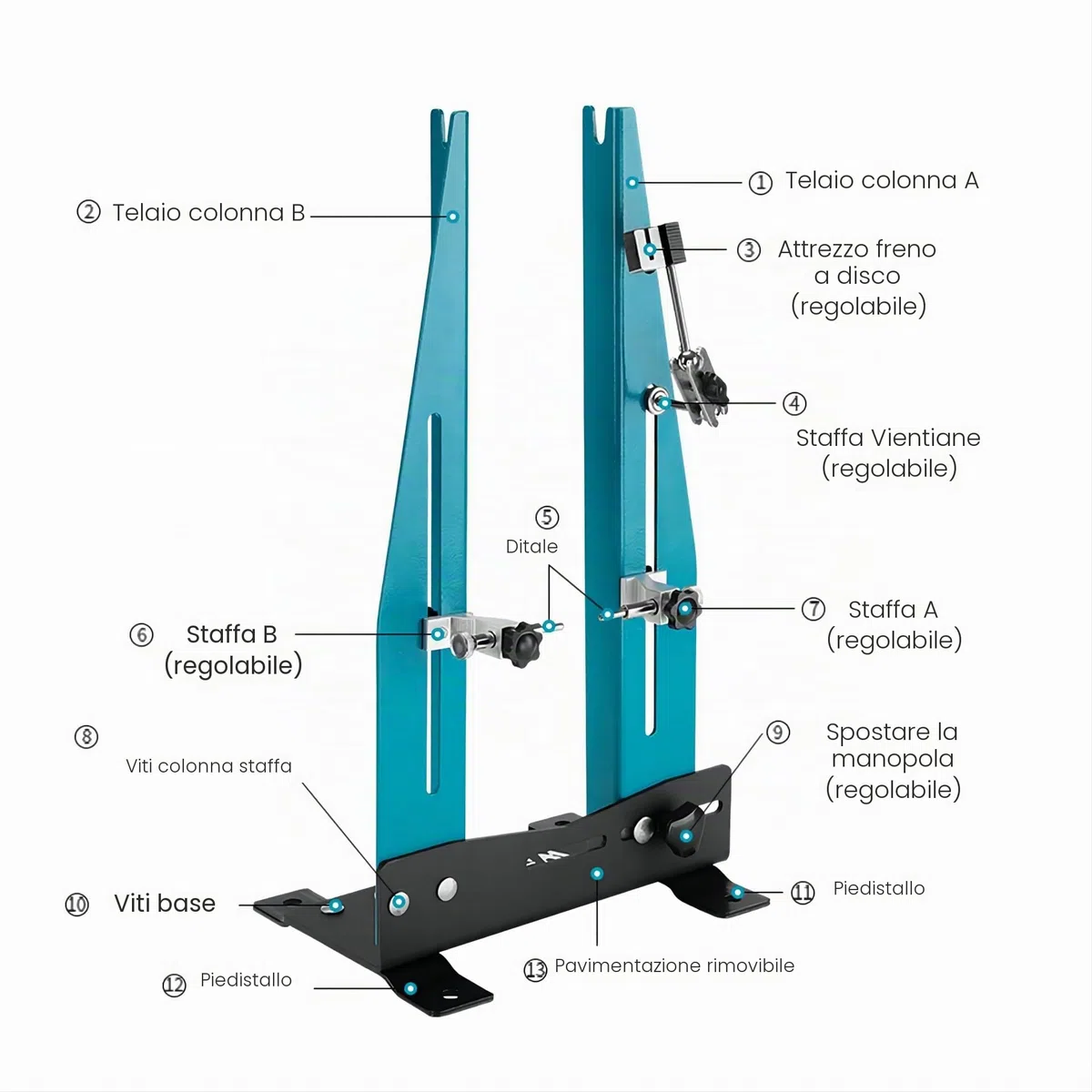 Mimoke supporto per centrare le ruote della bicicletta da 16" a 29", calibrazione per la manutenzione delle ruote wheel width [90MM-150MM]