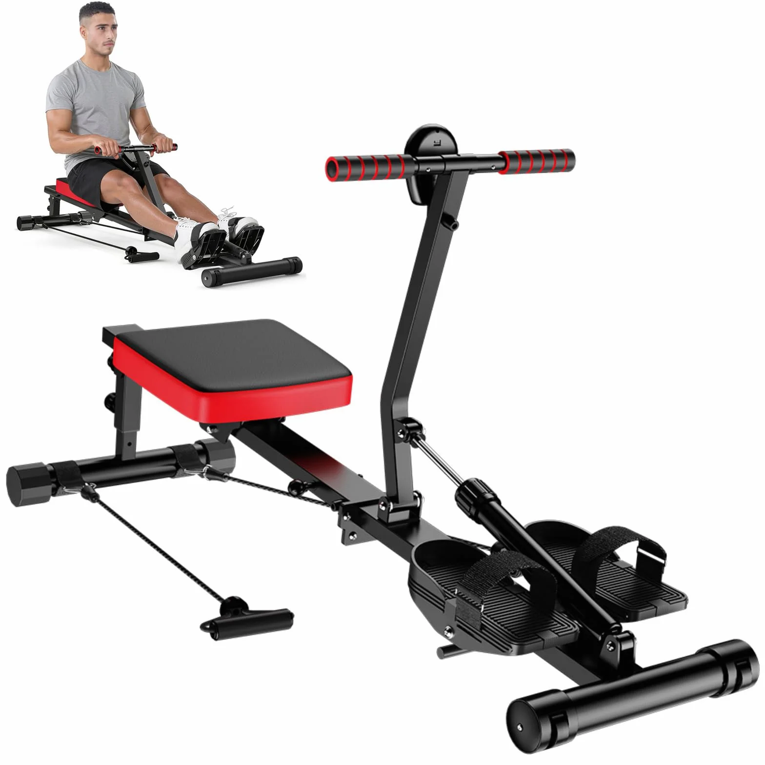 Vogatore per la casa idraulica, 12 livelli di resistenza, capacità di carico 180 kg, per allenamento completo vogatore fitness
