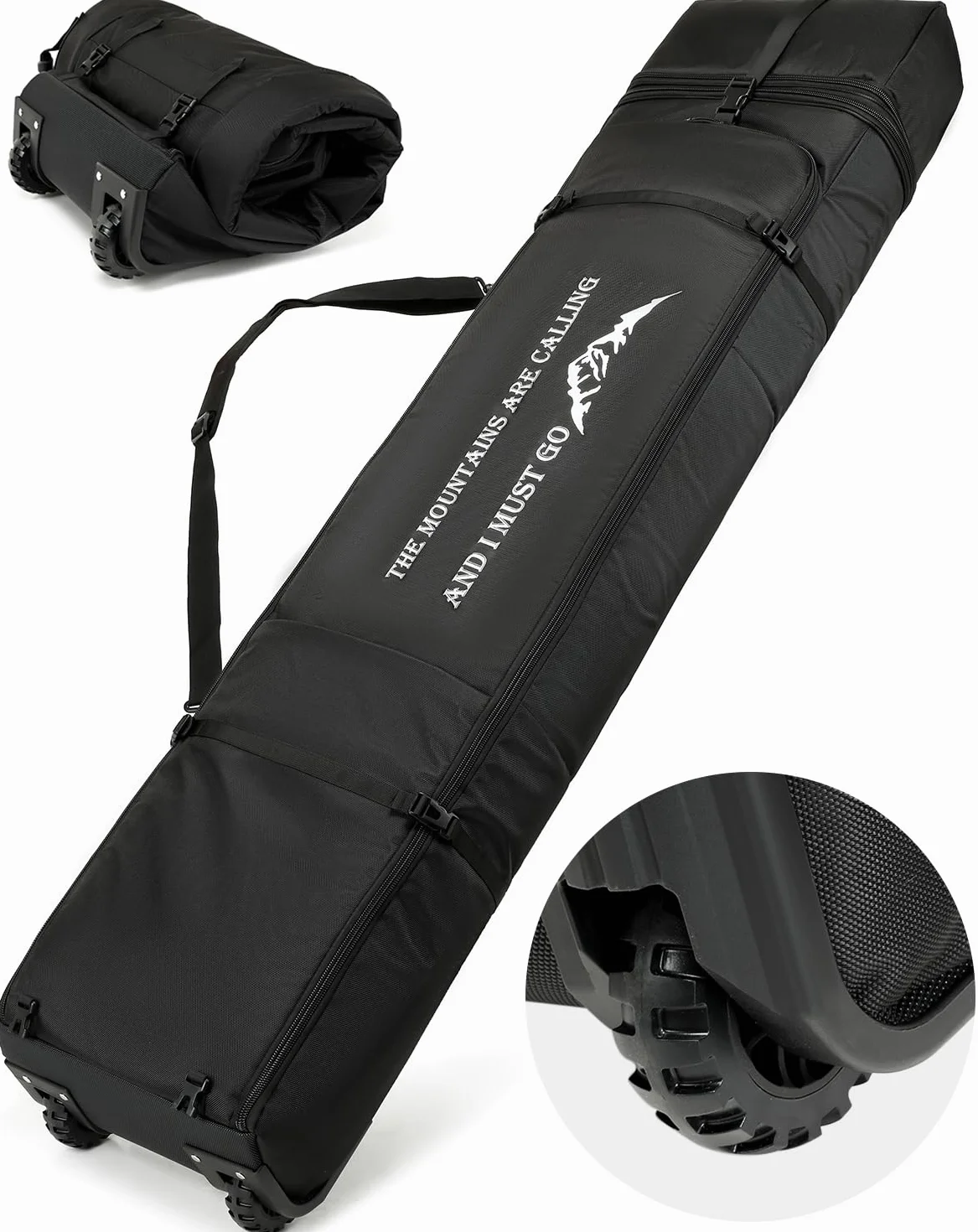 Borsa da Snowboard con Ruote Borsa da Sci da Viaggio imbottita Regolabile per Snowboard da 175 cm Scarponi da Sci e Attrezzatura