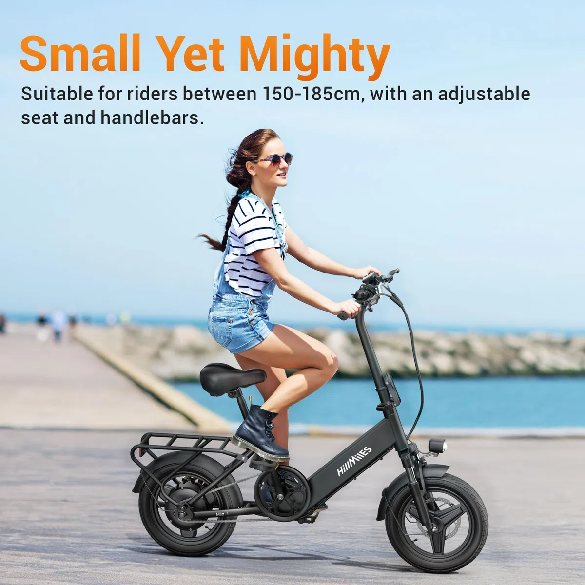 Bicicletta elettrica HillMiles Mile 1, batteria 36 V 10.4 AH, pneumatico 14'*2.0', velocità 25 km/h e autonomia 40-65 km Bicicletta elettrica per spostamenti urbani, IP65 impermeabile