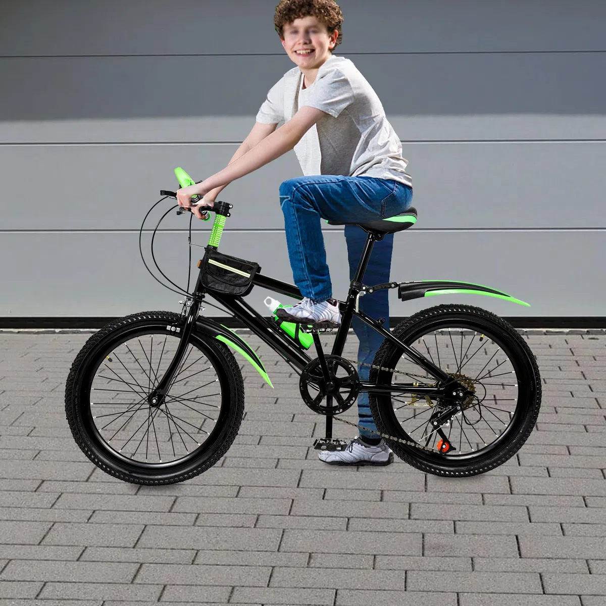 Bicicletta per bambini da 20 pollici, mountain bike, bicicletta con parafango, bottiglia d'acqua e campana bussola, robusto telaio in acciaio al carbonio, per ragazzi e ragazze 8-12 anni, per