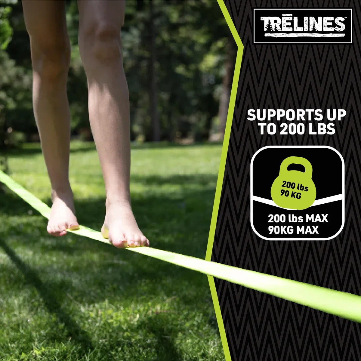 Treline Slackline Classico 15m – Kit Completo con Corda di Allenamento, Gancio in Metallo e Borsa per Bambini e Adulti