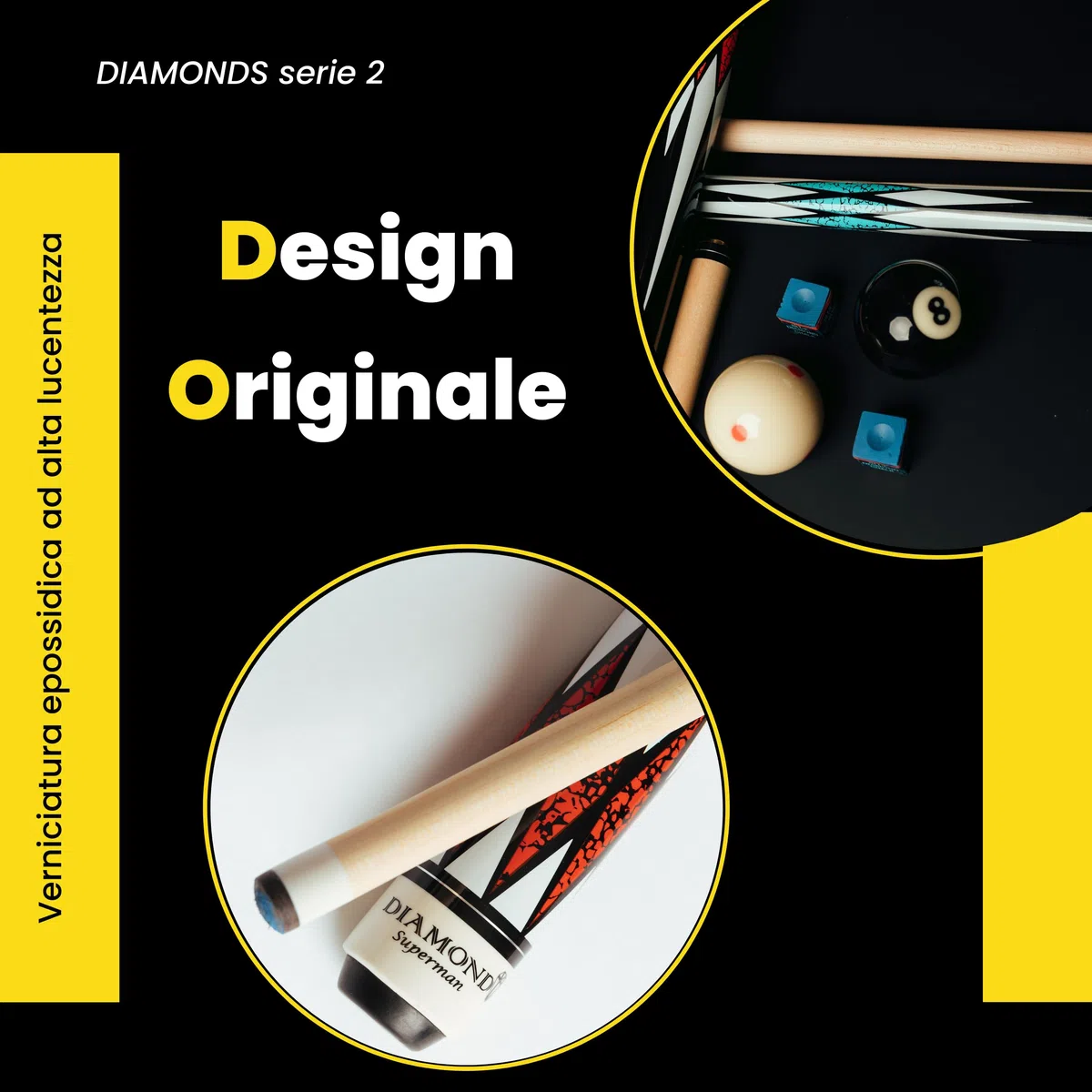 Set di 2 Stecche Biliardo Professionali- Stecca biliardo in acero massiccio - Morbida e resistente per un migliore controllo e precisione - Design originale