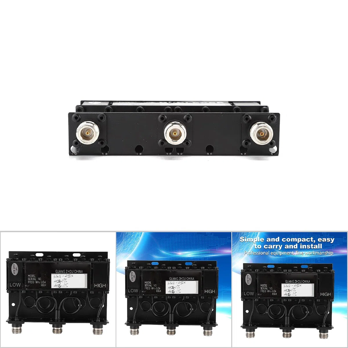Duplexer UHF a 6 cavità con Isolamento 80dB per Connettore N Ripetitore Tono Radio, Adatto per Grandi Aree, Potenza 10W