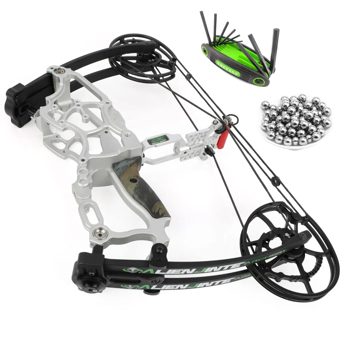 17" kit arco compound, 30~70lbs regolabile, arco steelball, doppio uso arco da caccia,RH&LH, può sparare freccia e palla d'acciaio, per tiro con l'arco da caccia