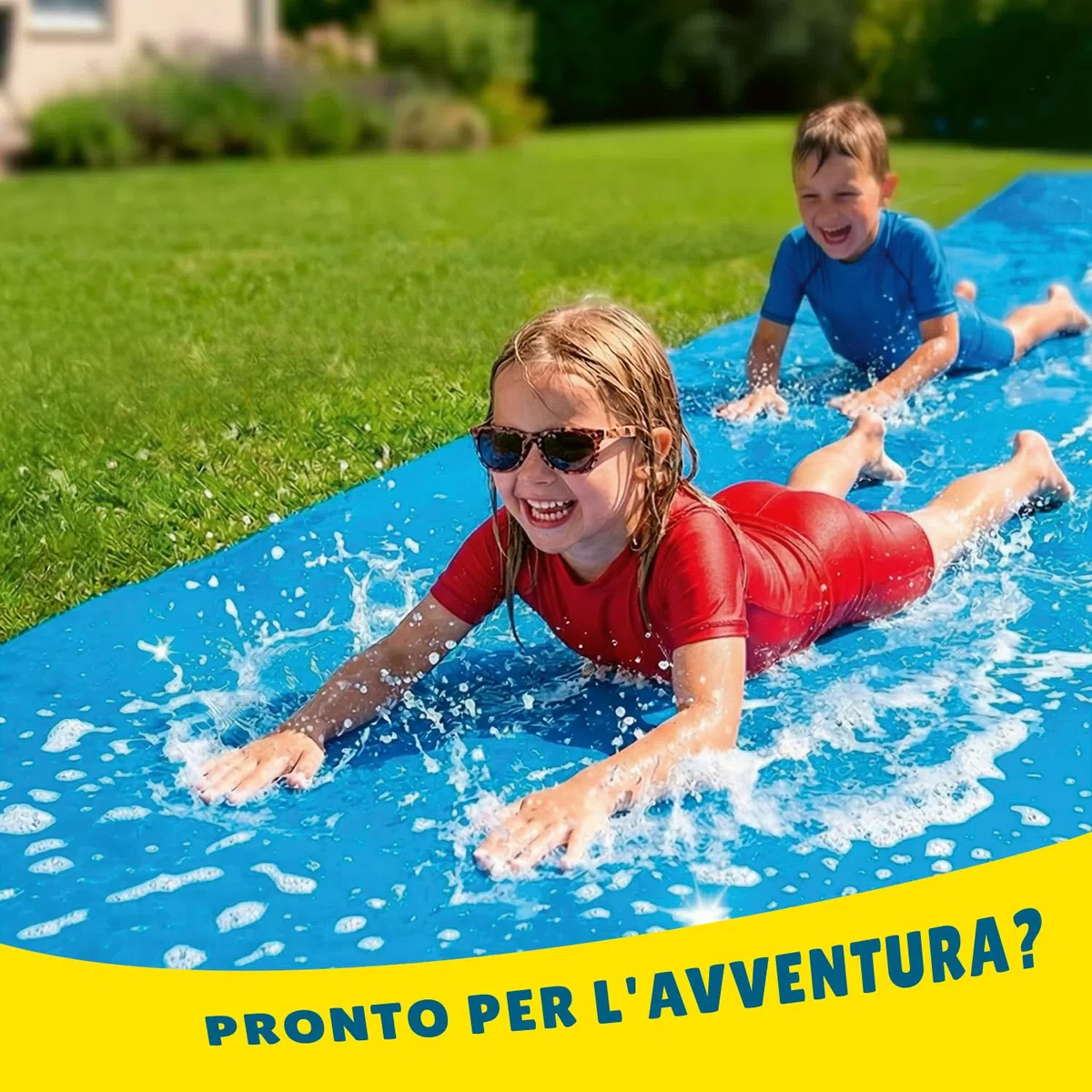 Maxi Giant Slip And Slide Ufficiale XXXXXL | 30 Metri di planata | Triple | Tappetino Scorrevole di qualità Premium | Slittino più Veloce | Scivolo d'Acqua più Forte | OriginalCup