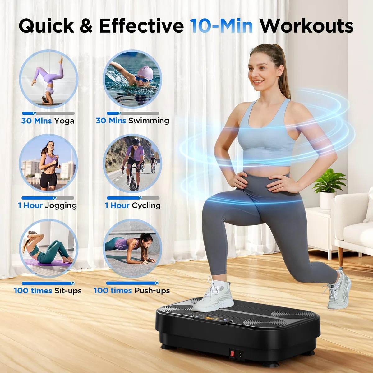 Dripex Piattaforma Vibrante per Casa, Pedana Vibrante con 1–99 Livelli di Intensità e 4 Fasce Elastiche, Allenamento Completo del Corpo, Portata fino a 130 kg