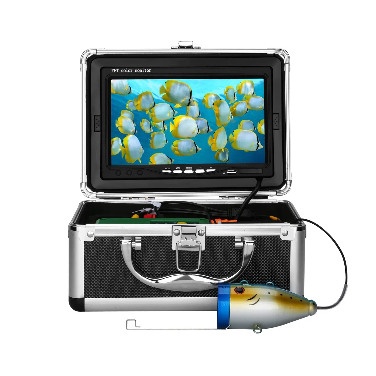 Ecoscandaglio da Pesca con 7 pollici TFT Monitor 30 LED Impermeabile Telecamera Subacquea da Pesca 15M Telecamera da Ecoscandaglio Portatile per Pesca su Ghiaccio, Lago e Barca