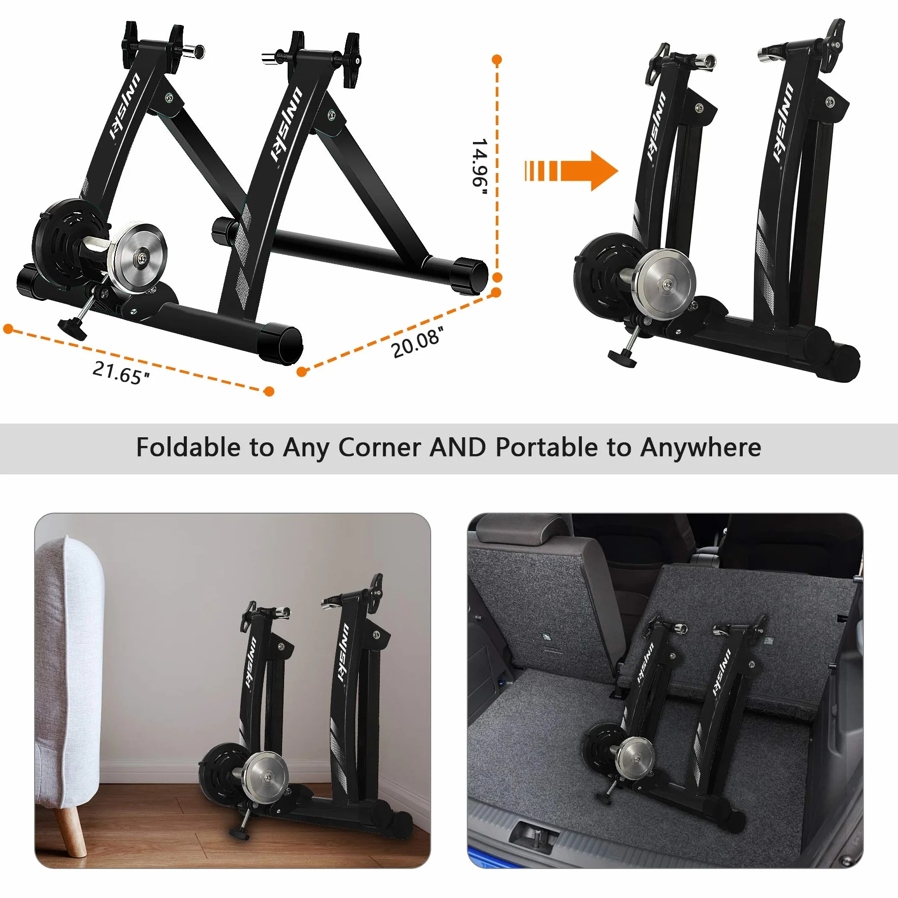 UNISKY Turbo Trainer Bike Trainer Stand Indoor Magnetico Bicicletta Training Stand Quick Release Equitazione Stand per Mountain & Road Bike