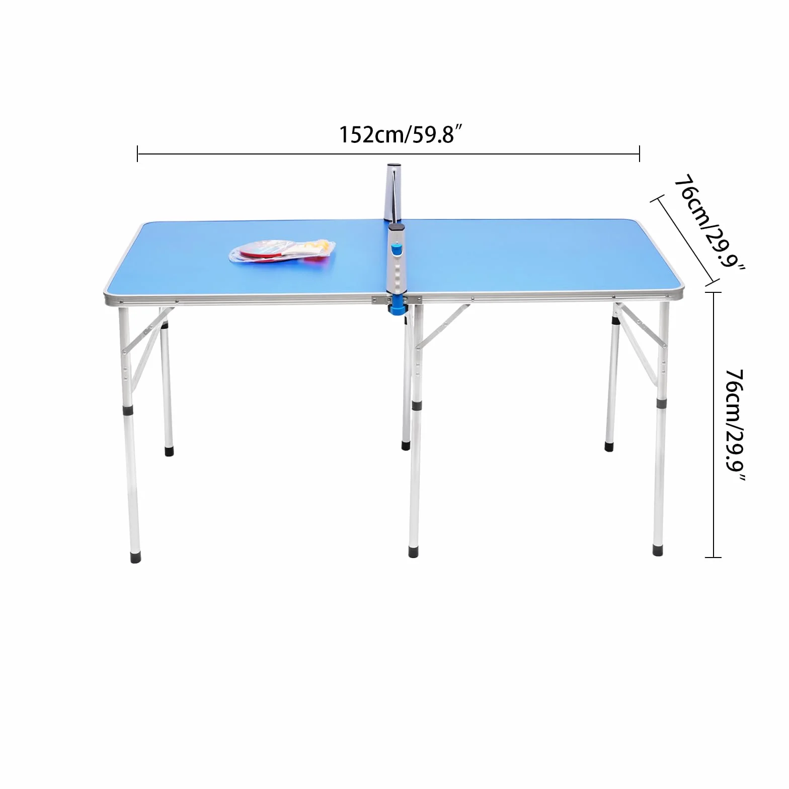 Tavolo da ping pong pieghevole in alluminio MDF, tavolo da ping pong stabile e salvaspazio, tavolo multifunzionale per interni ed esterni per famiglia, bambini, campeggio, casa