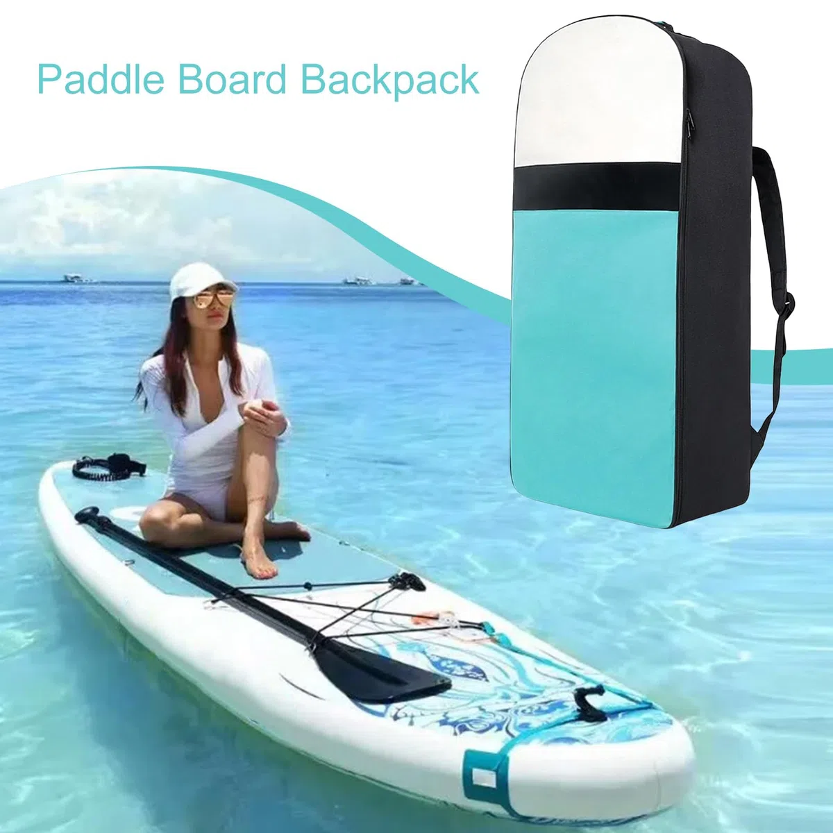 Borsa per tavola da paddle, supporto per stand up, 90 x 40 x 24 cm, tracolla regolabile, custodia protettiva da viaggio di grande capacità, custodia protettiva per tavola da surf per sport acquatici