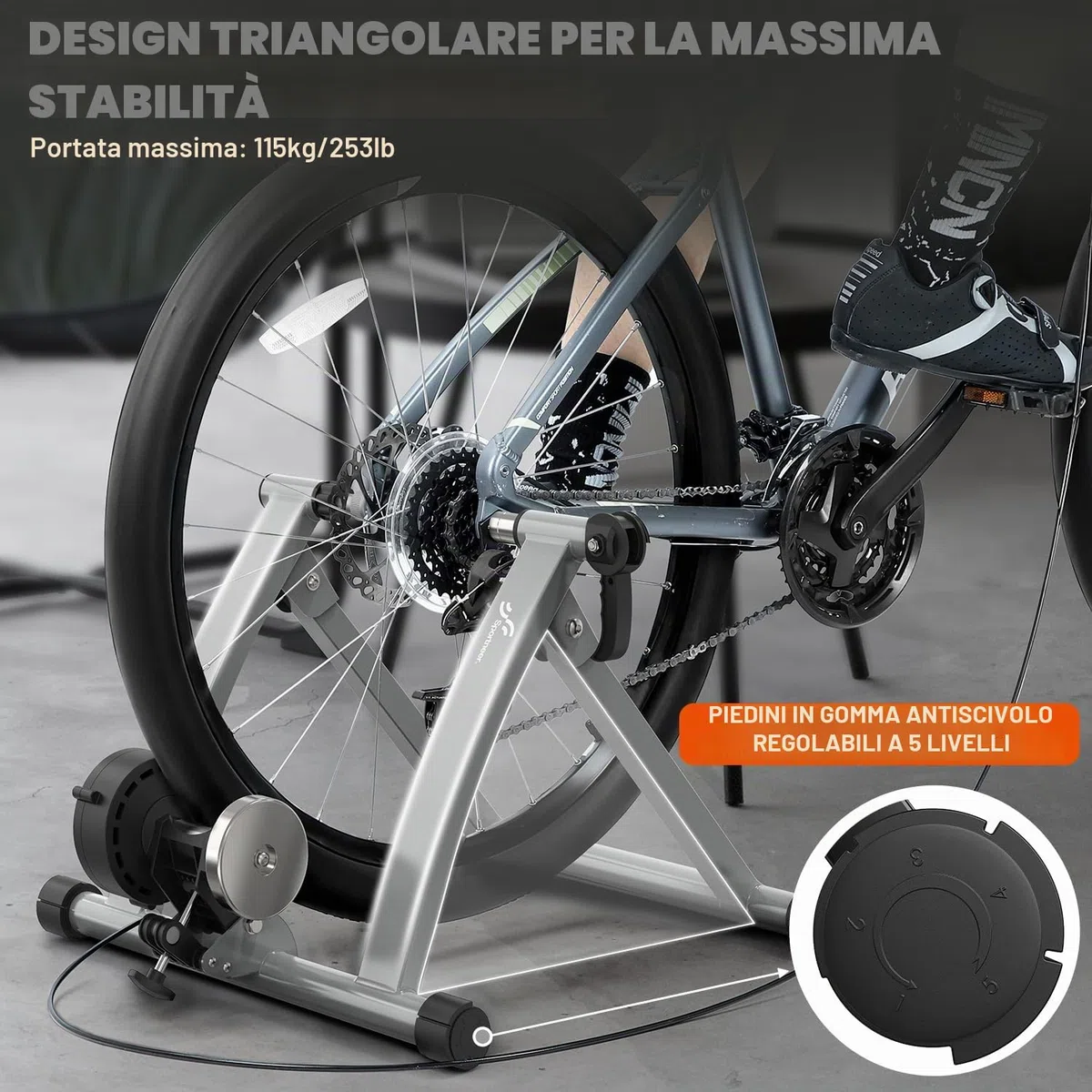 Sportneer Home Trainer Bicicletta, Freno Magnetico, 6 Regolazioni di Resistenza con Ruota di Riduzione del Rumore, Maniglia a sgancio rapido
