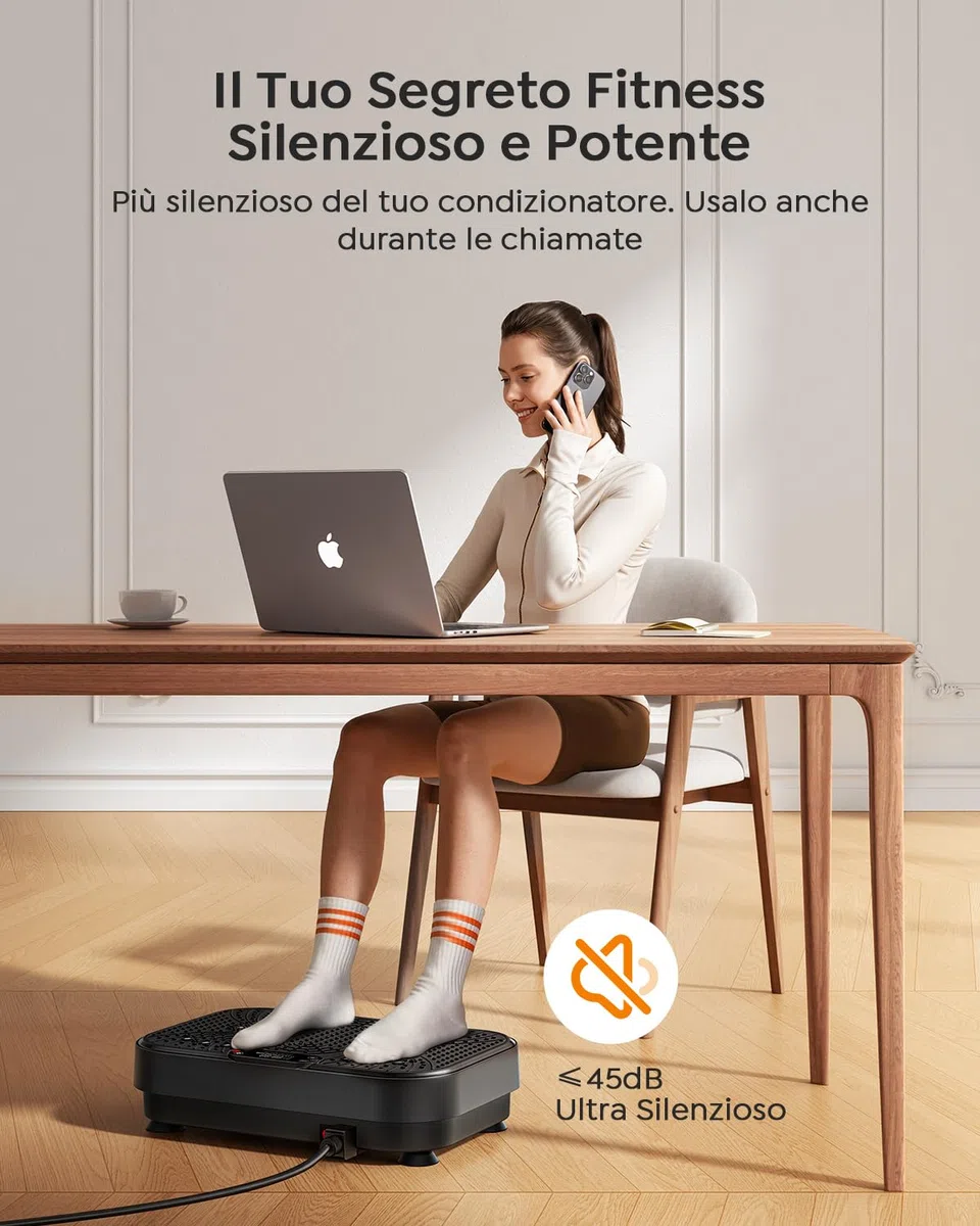 Pedana Vibrante Dimagrante, Vibration Plate Burever 150W, Massaggio Silenzioso ai Piedi, Sviluppo e Modellamento Muscolare, 99 Livelli, 5 Programmi di Allenamento, Telecomando, Fasce Elastiche