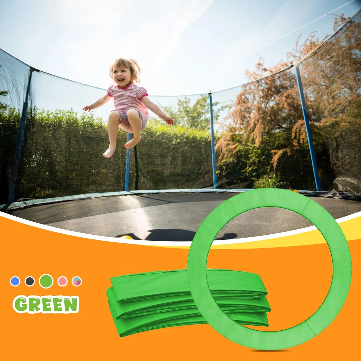 Cuscino di Protezione del Trampolino Ø 244 305 366 396 397 400 426 427 cm, Copertura del Bordo del Trampolino Elastico, Cuscino di Sicurezza di Sostituzione, 100% Resistente ai Raggi UV, Antistrappo