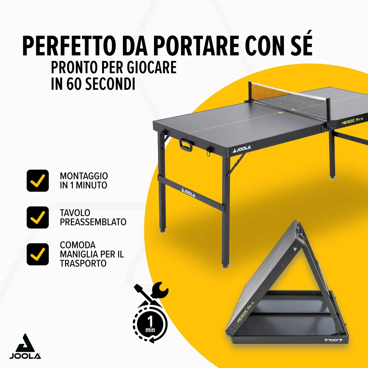 JOOLA Midsize FA-X - Tavolo da ping-pong compatto per interni