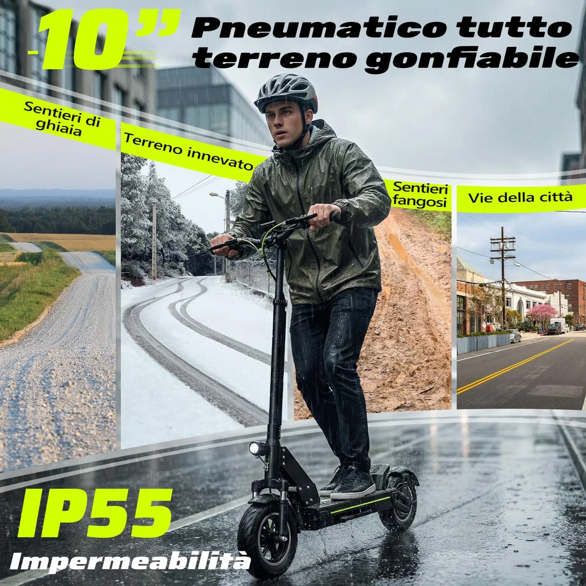 Monopattino Elettrico Adulto, 500W,Autonomia 55-90KM, 13AH/18.2AH Massimo 150 kg, Doppio Ammortizzatore e Freni Disco Anteriori Posteriori,Pneumatici 10 Pollici,E-Scooter Pieghevole