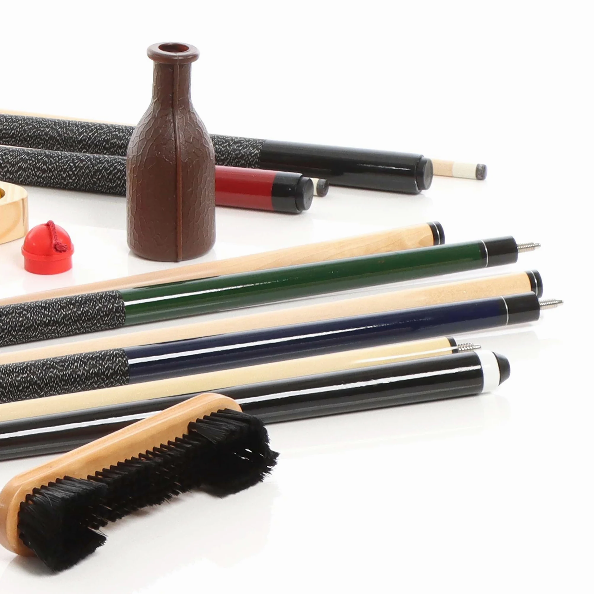 Wiltec Set di Accessori per Biliardo 4 Stecche Triangolo e portastecche a Parete