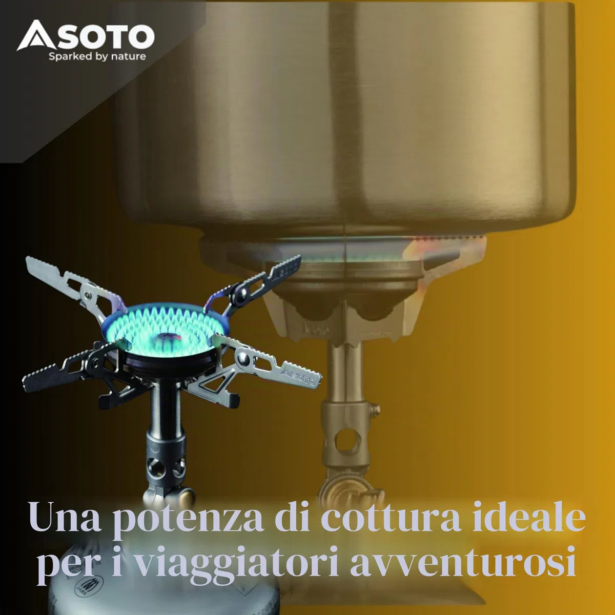 SOTO WindMaster Fornello a Gas Campeggio – Fornello Outdoor Ultraleggero (87 g) con Accensione Piezo Stealth Igniter, Testa Bruciatore Concava Antivento, Micro Regulator per Cartuccia a Vite