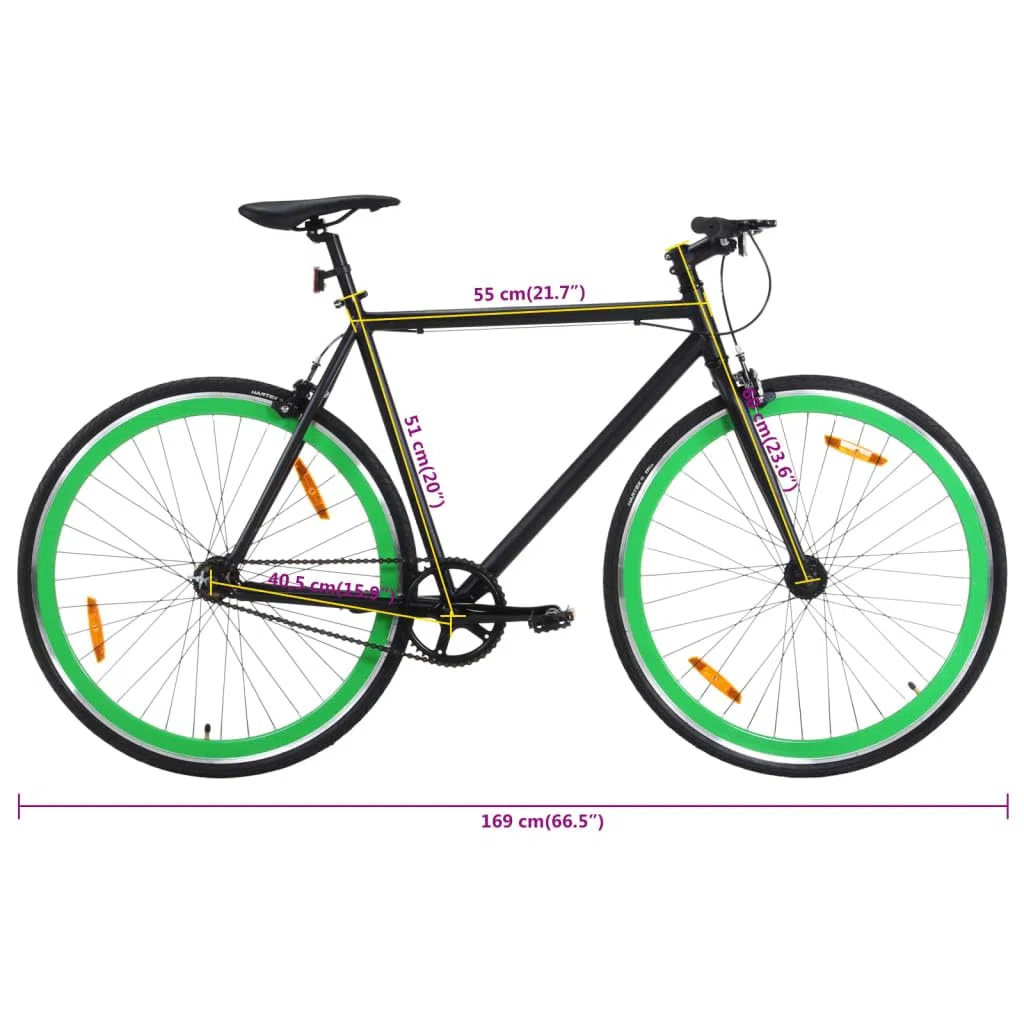 Homgoday Bicicletta a scatto fisso nero e verde 700c 51 cm Home