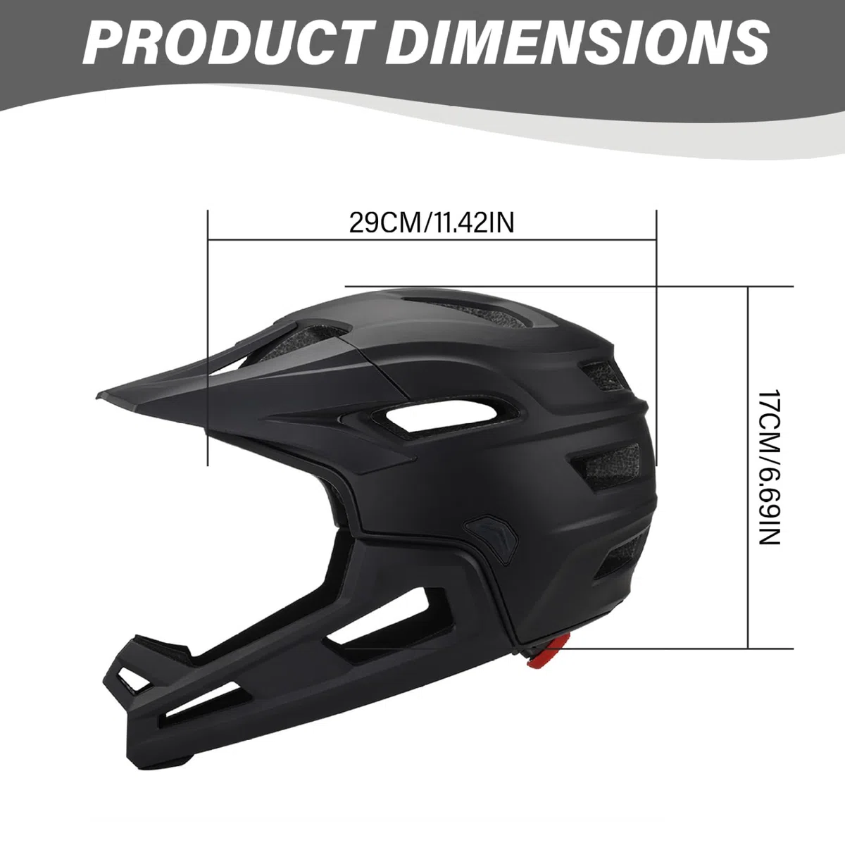 Casco da bici per adulti, casco integrale con mentoniera, mountain bike nera per adulti, ciclismo per uomini e donne