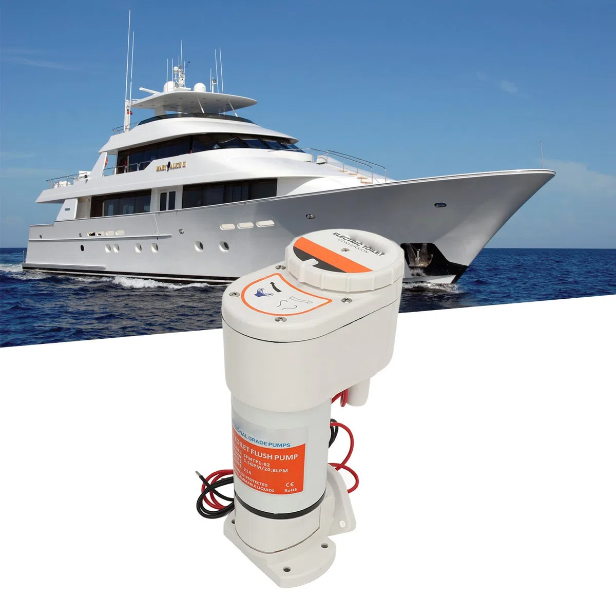 WC Marino Elettrico, Kit di Conversione WC Marino Controllo della Rotazione Scarichi Multipli Autoadescante Antiriflusso Ad Alta Efficienza per Yacht (Portata massima 24 V 10 A: