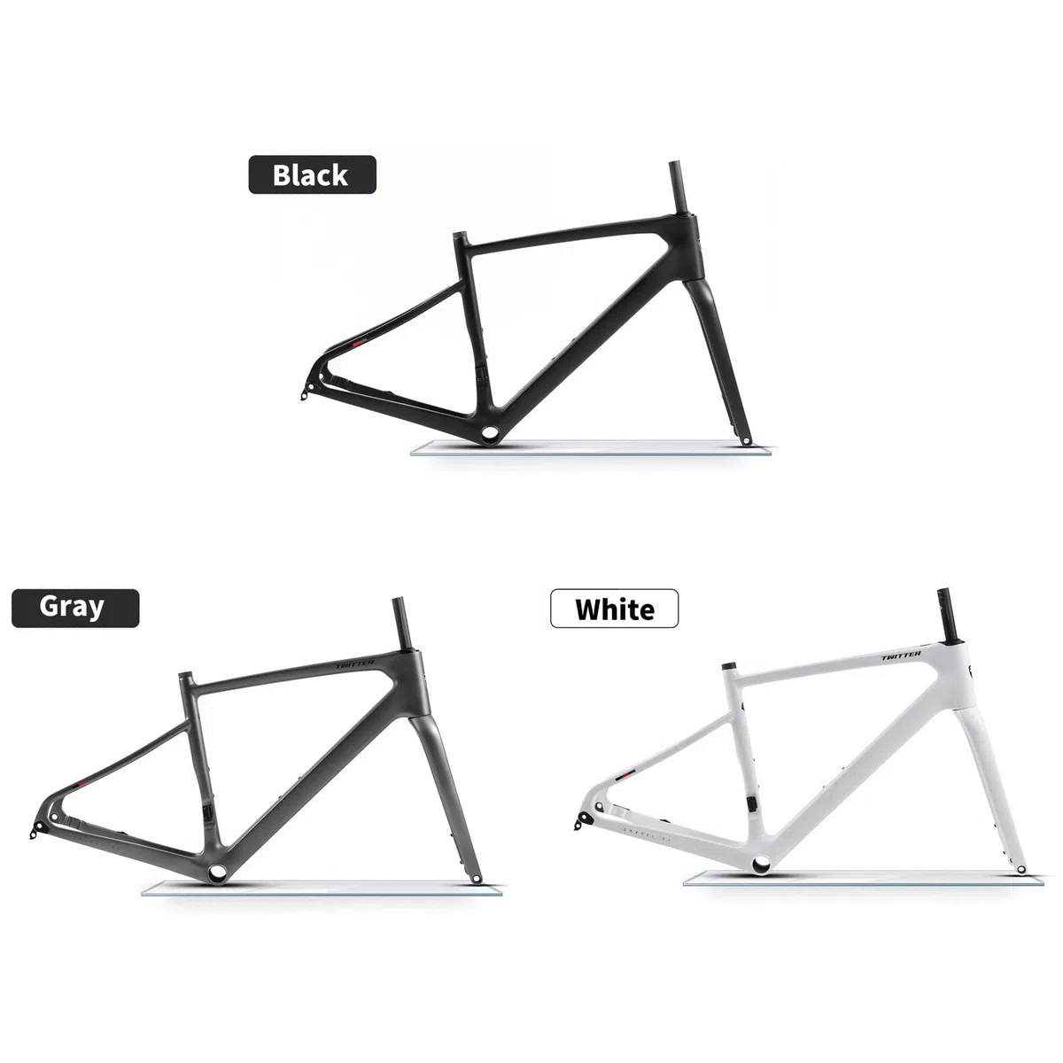 TUJISEK Telaio per Bici da Strada Gravel 700C 45/48/51/54Cm Telaio per Bicicletta in Fibra di Carbonio Telaio per ciclocross con Freno a Disco Percorso Interno Perno Passante 12x100/142mm(White,51cm)