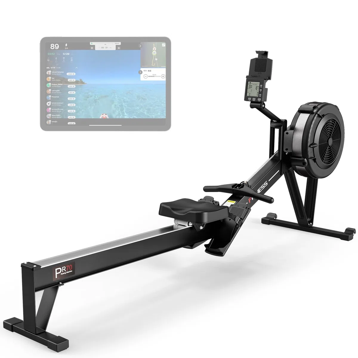 PASYOU Vogatore per Casa, Vogatore ad Aria Professionale con Bluetooth e Kinomap, Vogatore di Livello Commerciale per uso Domestico con LCD Display Intelligente, Capacità di Peso 160 KG