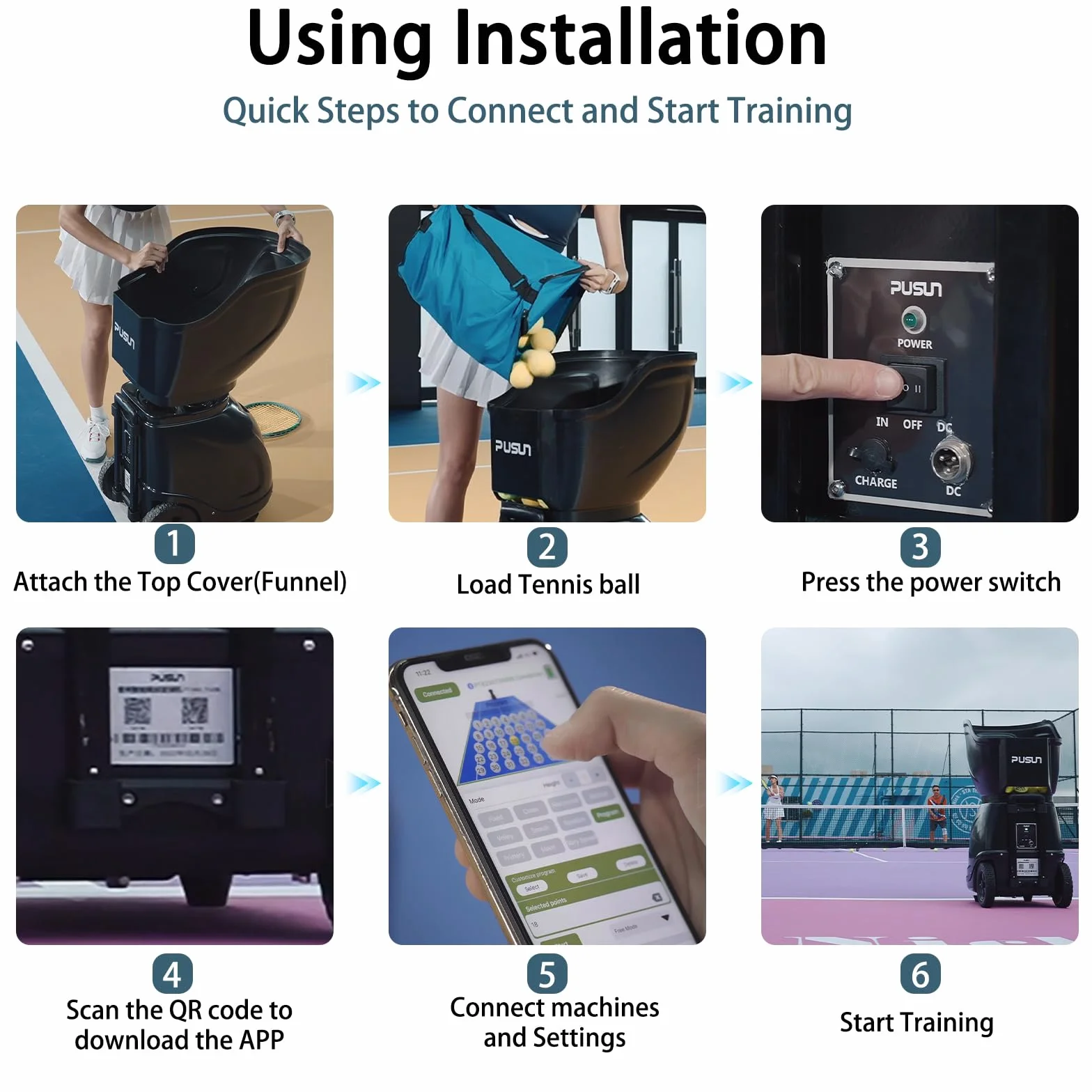PT-Smart, macchina automatica per palline da tennis, con telecomando wireless, ad alta capacità, con impostazioni di velocità multiple, perfetta per allenamento da soli e auto-allenamento