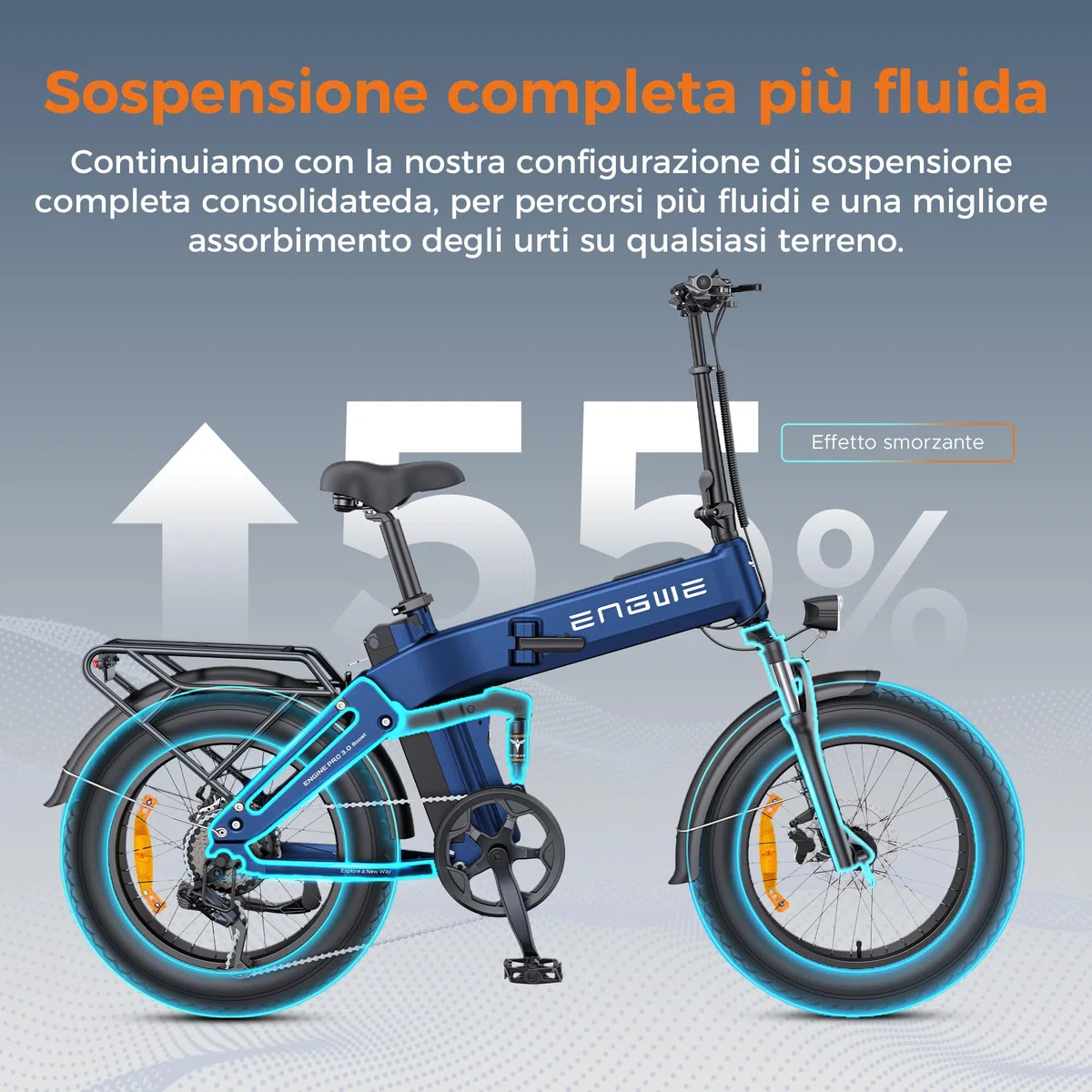ENGWE Bicicletta Elettrica Pieghevole, Batteria 48V 15Ah Fino A 130 km, Sensore Di Coppia E Design Pieghevole Con Freni Idraulici E App Per Ogni Terreno, ENGINE PRO 3.0 BOOST
