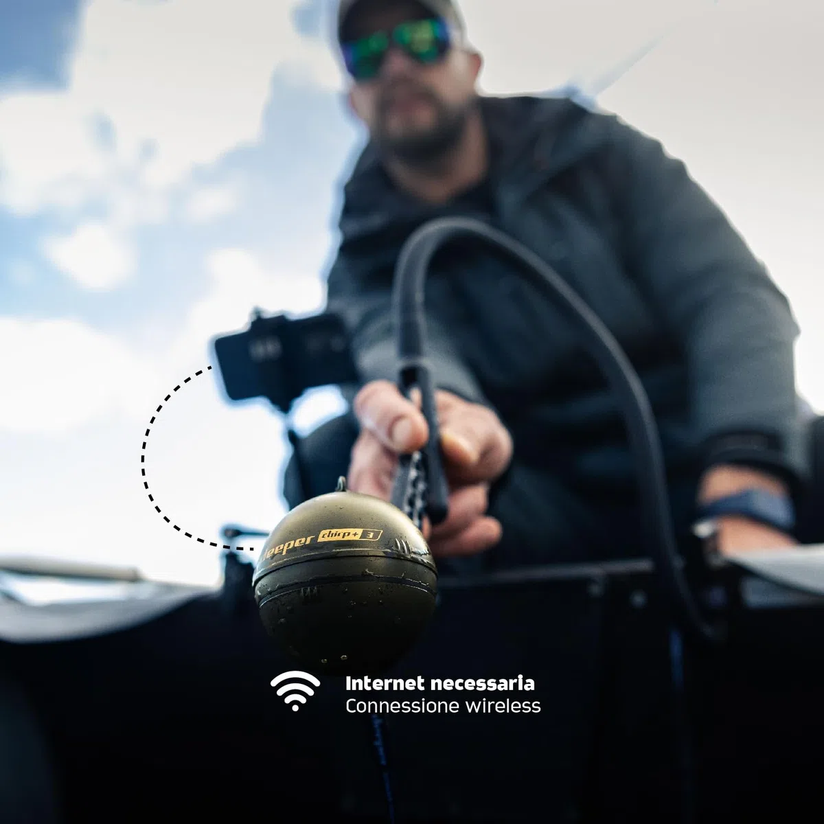 Fish finder wireless con GPS e creazione di mappe 3D - DEEPER - CHIRP+3D - Nero