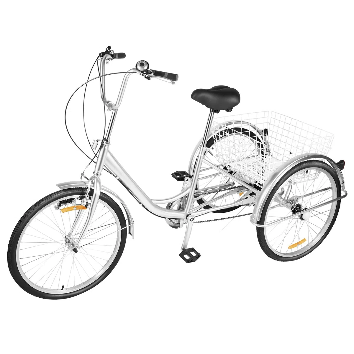 Triciclo per adulti, 24 pollici, 3 ruote per adulti, Shimano 6 marce Cruise Trike Cargo Bike con cestino, bicicletta per sport all'aria aperta e shopping