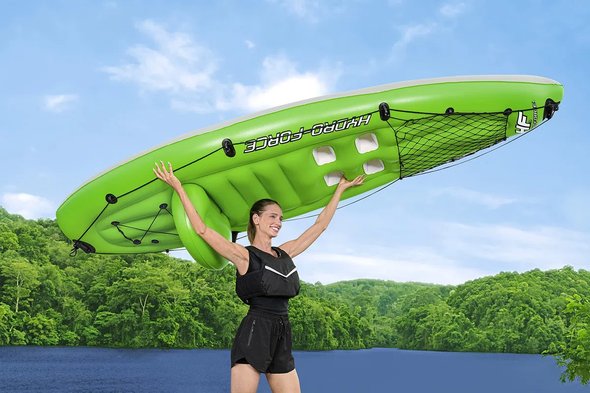 Bestway Koracle - Kayak gonfiabile Hydro-Force, set completo per la pesca, con pompa a mano, pagaia e borsa portaoggetti, capacità per 1 persona, diversi stili