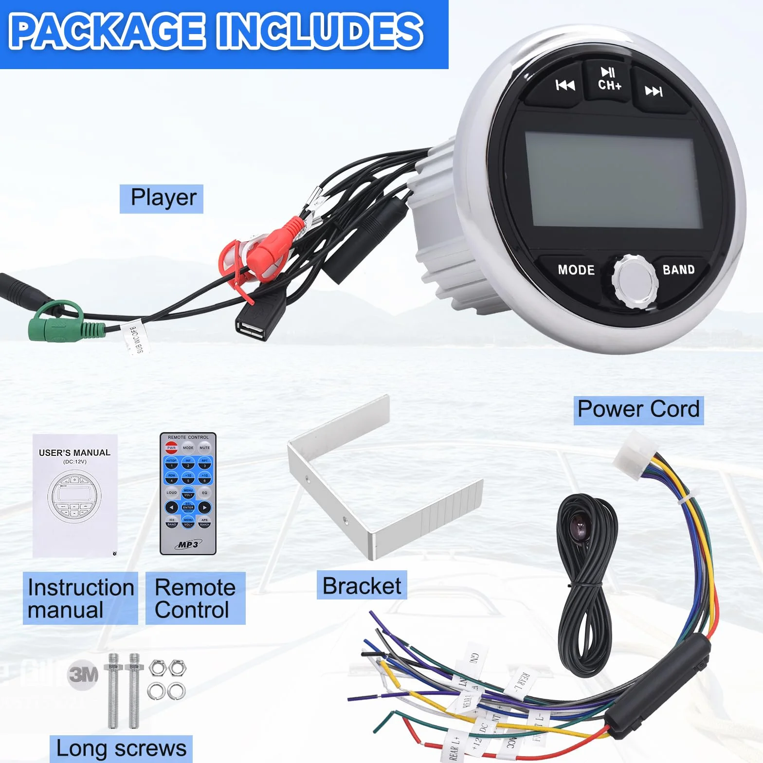 Geloo Radio Nautica per Barca MP3 Lettore Marine Stereo Marina FM/AM Radio Player Impermeabile Veicoli di Ingegneria per Barca Yacht Barche LKW Camper
