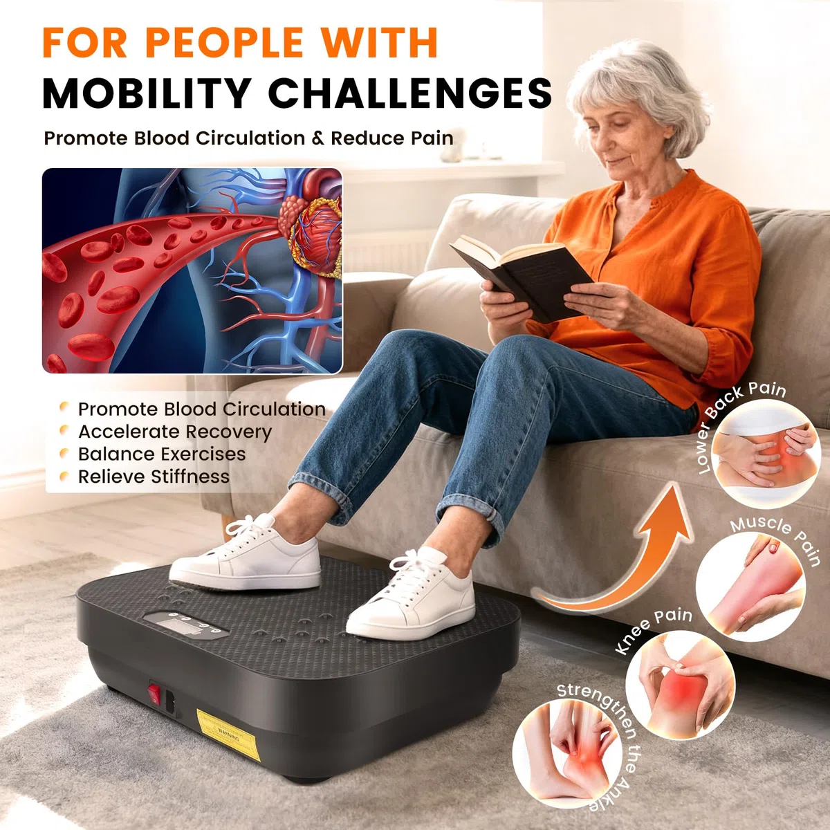 Pedana vibrante Fitness 8 modalità, 99 livelli di velocità, portata 150 kg, con telecomando e bande di resistenza