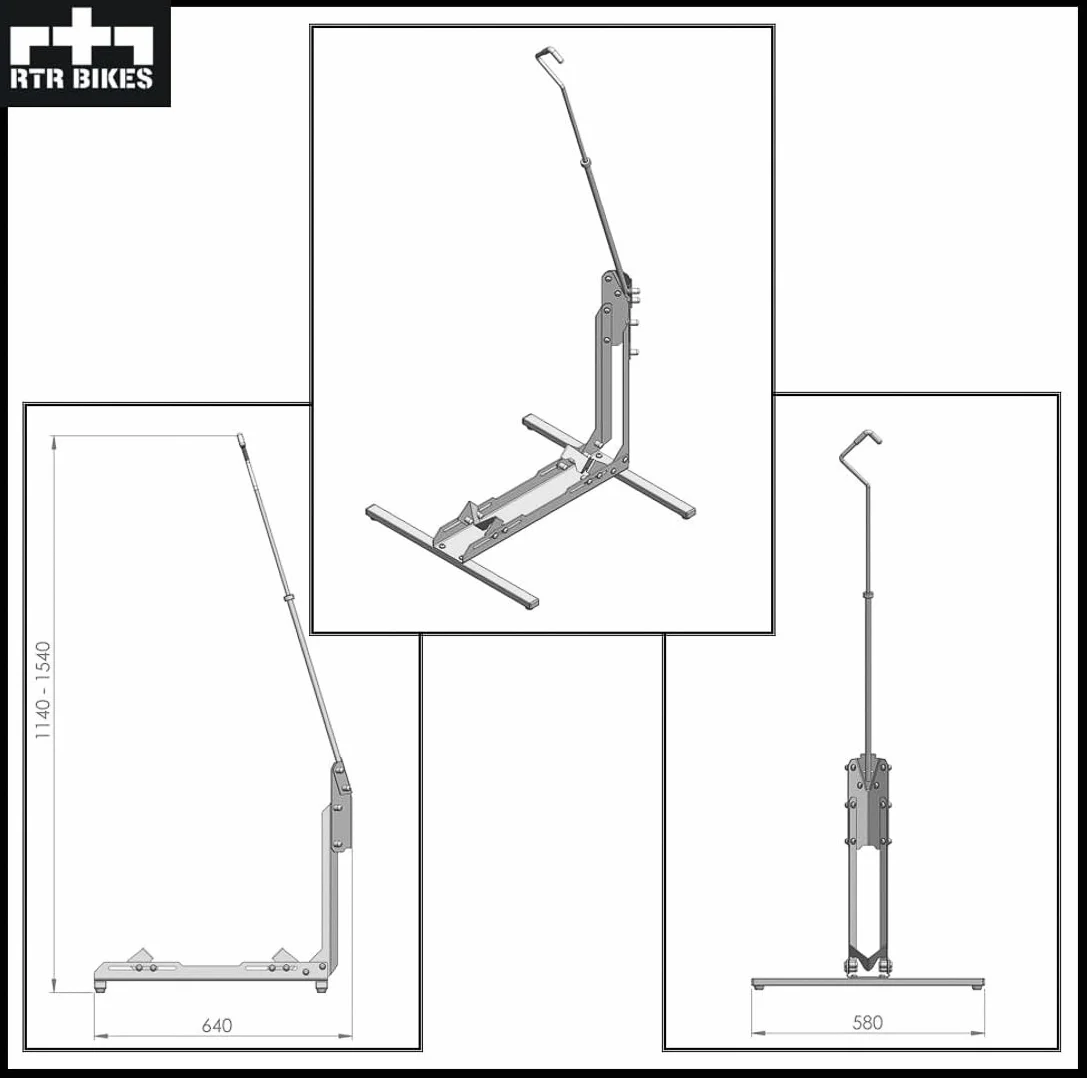 RTR BIKES Brutus Up Cavalletto Bici Verticale e Orizzontale – Supporto Pavimento Salvaspazio per E-Bike e MTB fino a 30kg – Ruote 24-29" e Gomme 3,5" – Made in EU