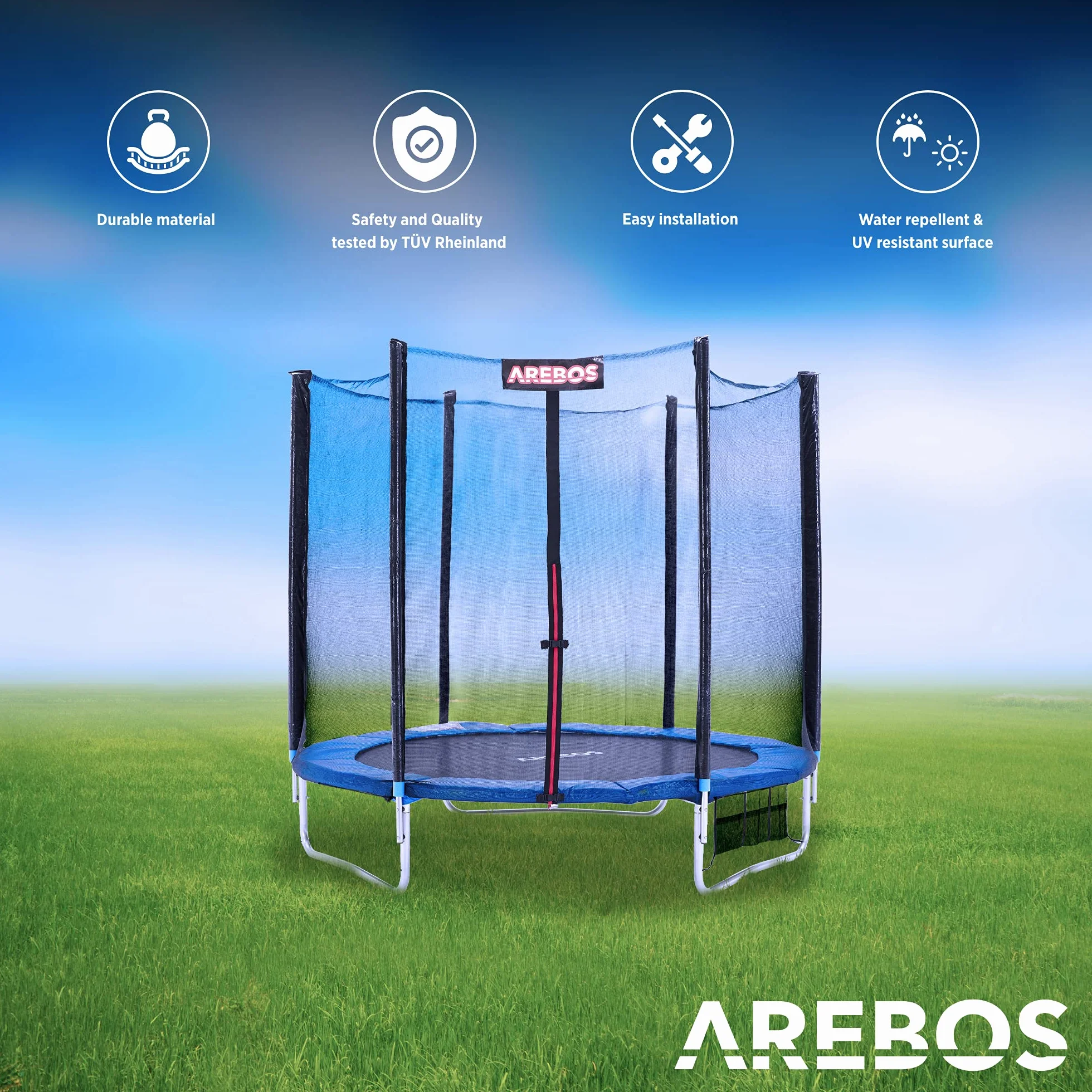 Arebos Copertura per il bordo del trampolino, 183, 244, 305, 366, 396, 427, 457 o 487 cm, multicolore